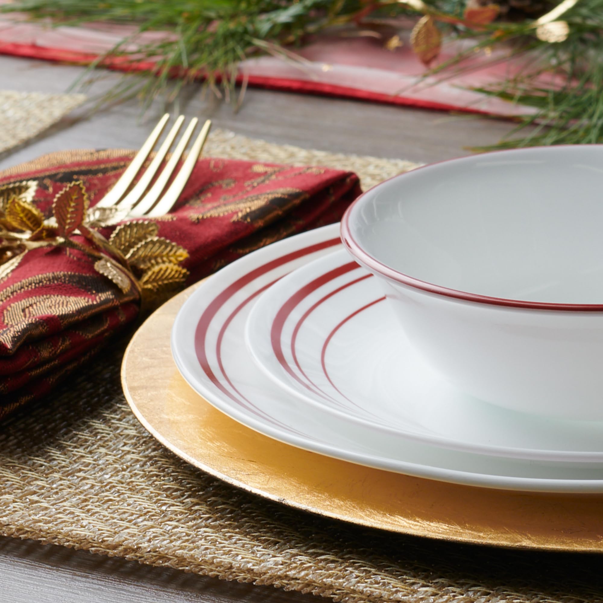 Corelle Logan 12-teiliges Geschirr-Set, Service für 4 Personen, dreilagig, splitter- und rissfest, Glasteller und Schüssel-Sets