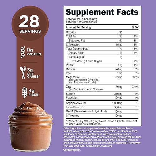 Miniatura 2 de TransformHQ Batido nocturno, Sleep + Protein Blend, 28 porciones, sabor a mousse de chocolate