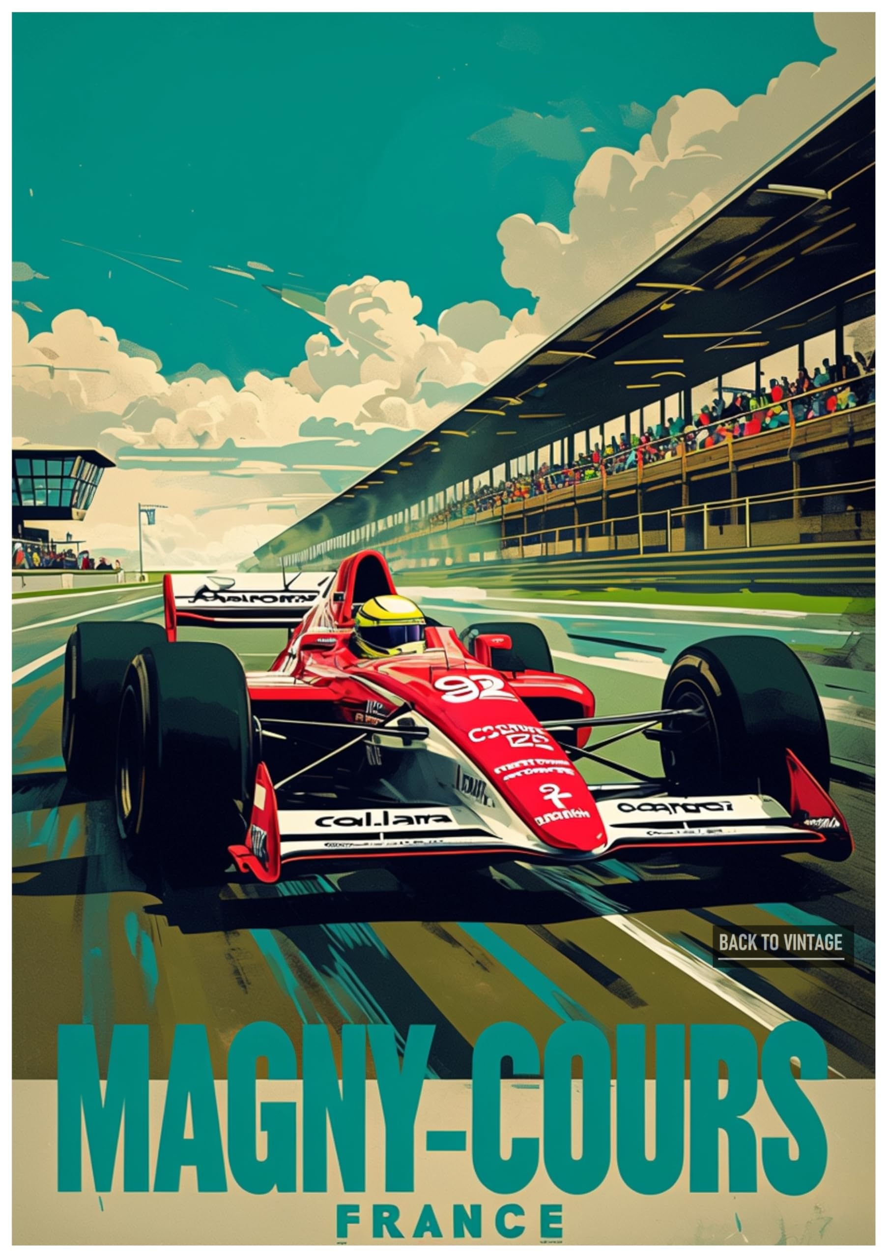 Back To Vintage Men's Multicoloured Magni-Cours - Retro Formula 1 Poster A4 Size Vintage Car Racing Wall Art Gift For Office Garage Decor For F1 And Motorsport Lovers