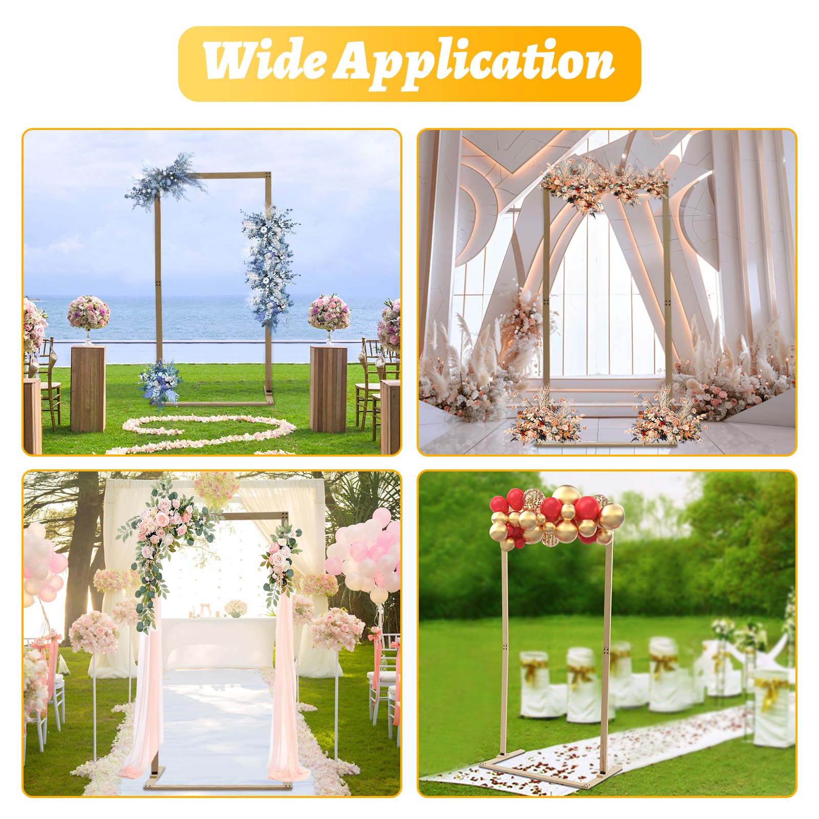 Quadratischer Hochzeitsbogen-Hintergrundständer, Hochzeitsbögen für Zeremonie, Holz-Hochzeitsbogen, Gartenlaube für Hochzeit, Geburtstag, Party, Babyparty, Fotoautomaten-Hintergrunddekoration