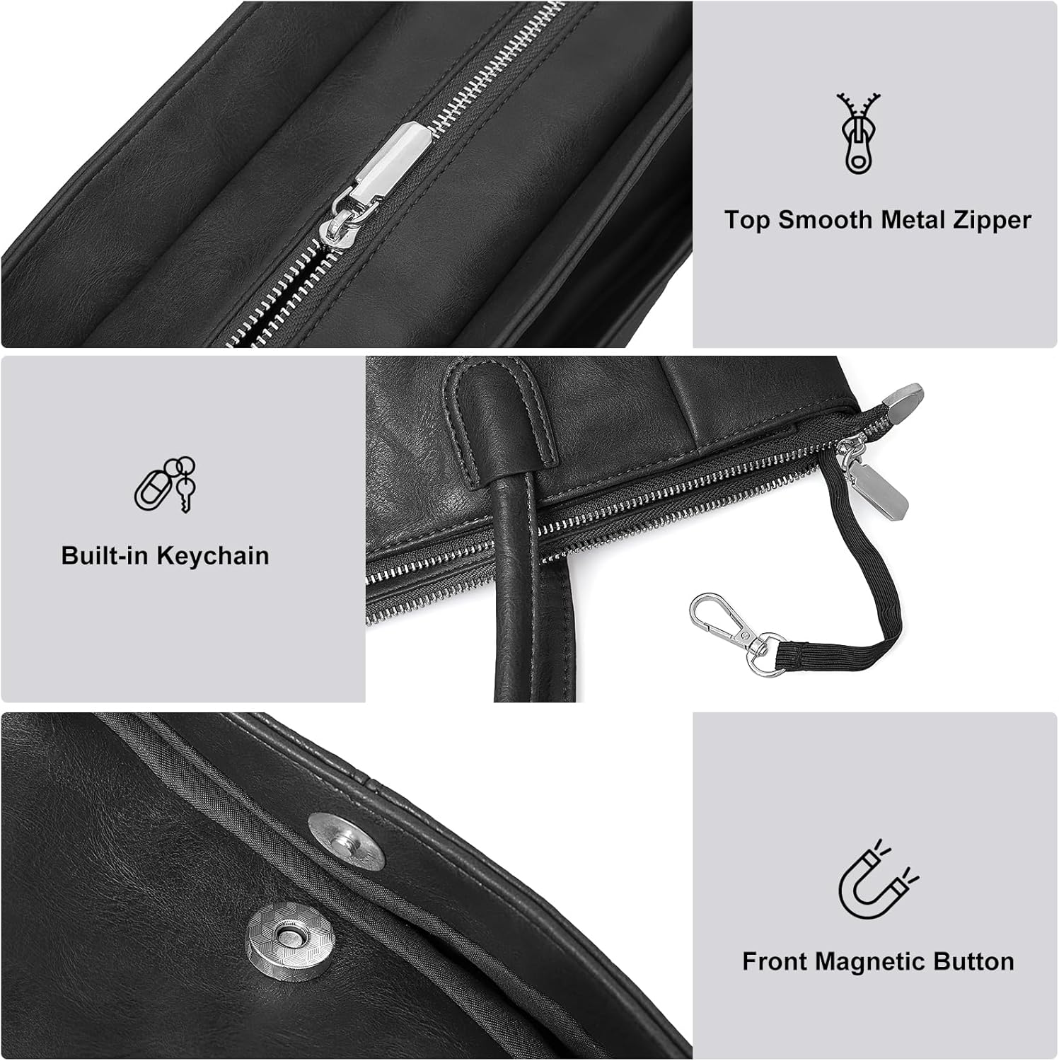 Large Tote Bag for Women Work Vegan Leather 23L Womens Tote Purse with Zipper Ladies Handbags - Image 4