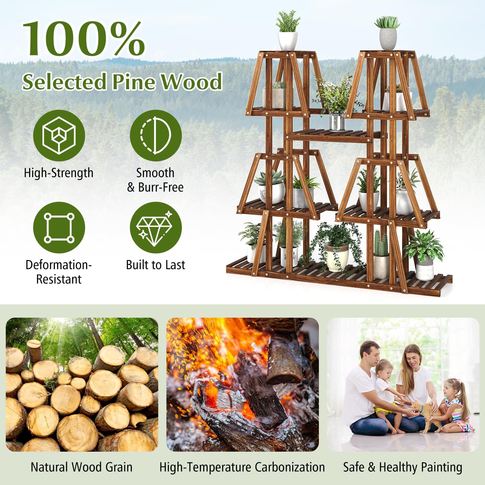 Amazon.com : Giantex Plant Stand Indoor, 5-Tier Wooden Trapezoid