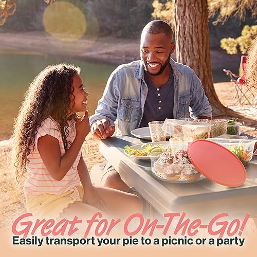 Miniatura 9 de Paquete de 4 contenedores de almacenamiento para tartas con tapa, grandes redondos de plástico de 10.5 pulgadas, para magdalenas, tarta de queso,