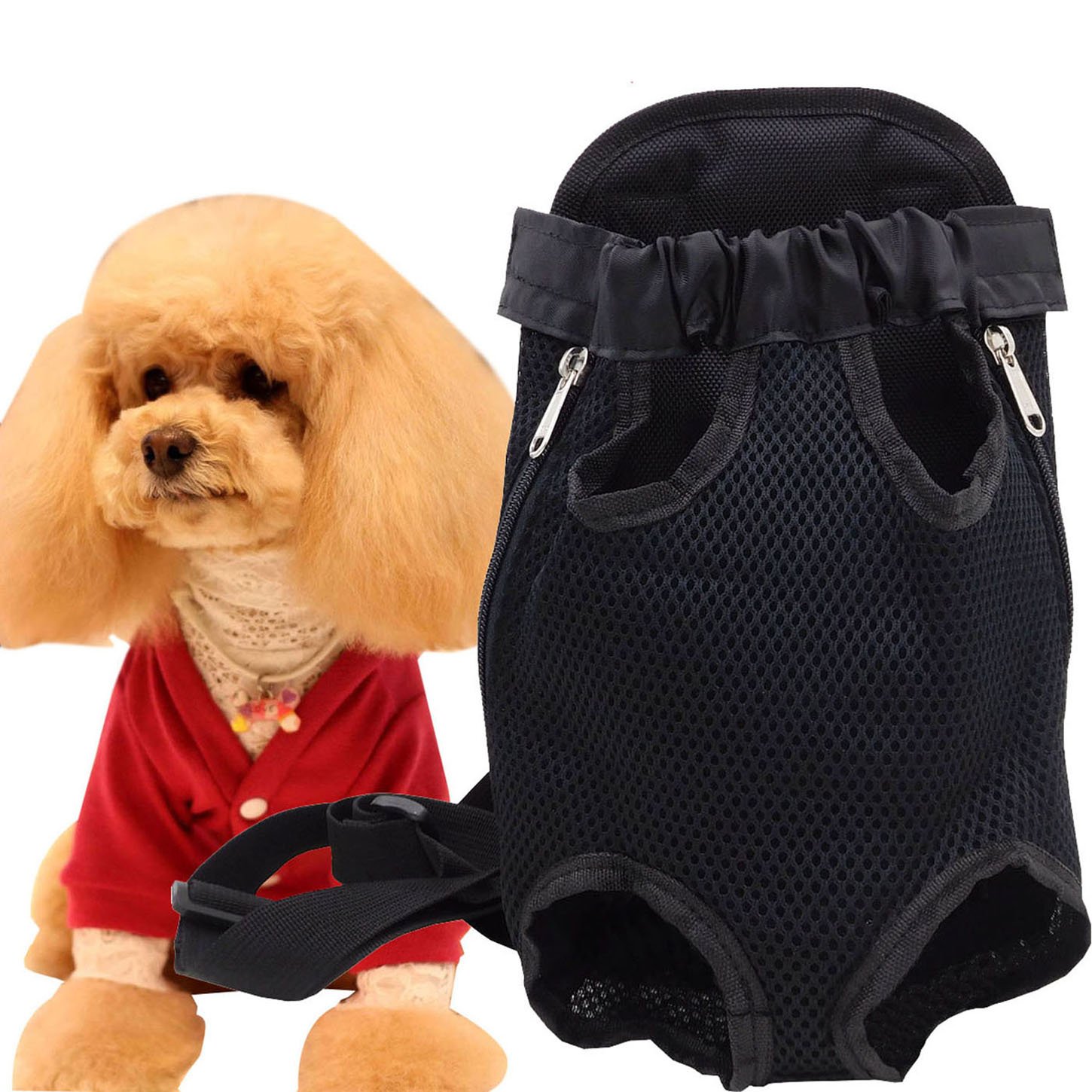 Pet Dog Backpack Carrier Puppy Pouch Cat Front Bag Back Pack With Legs Out (XL, Black)