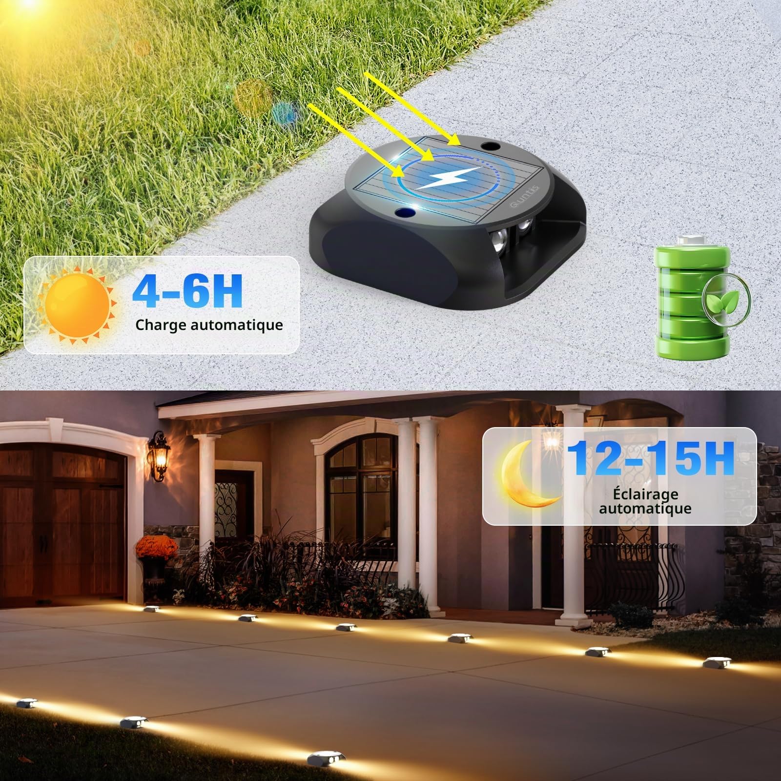 Quntis Lot de 8 Lampe Solaire Exterieur Blanc Chaud 3000K, IP65 Étanche