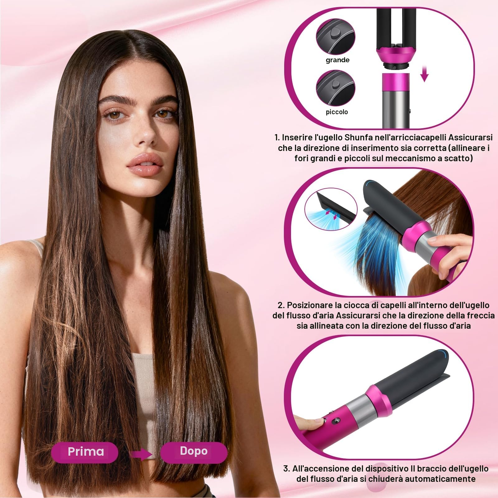 Accessorio per piastra per capelli Dyson Airwrap HS01 HS05 HS08, spazzola pre-styling per capelli ricci, accessorio per capelli (rosa)