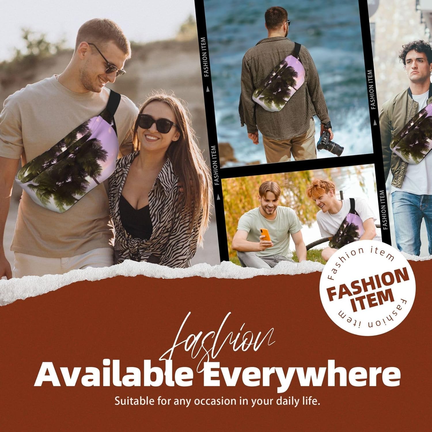 Fanny Pack for Men Women Tropical tree Belt Bag with Adjustable Strap Fashion Waist Bag Waist Pack for Travel