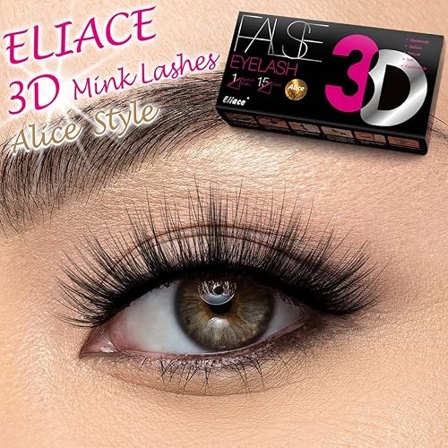 Miniatura 4 de Eliace Pestañas postizas de aspecto natural, pestañas de ojo de gato, tiras finas, pestañas postizas de visón 3D, pestañas postizas de volumen