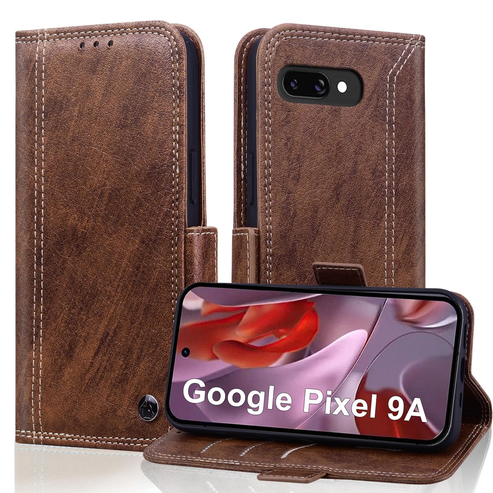 Pixel 9A ケース 手帳型 ピクセル9Aケース スマホケース グーグルピクセル9A Pixel9Aケース カード収納 スタンド機能 ぐーぐるピクセル9A 財布型 携帯ケース ぴくせる9A Googlepixel9a カバー 防水 高級PUレザー RFIDブロッキング Pixel 9A手帳型 Googleピクセル9A カードケース全面保護 耐衝撃 耐摩擦 軽量 ビジネス - ブラウン
