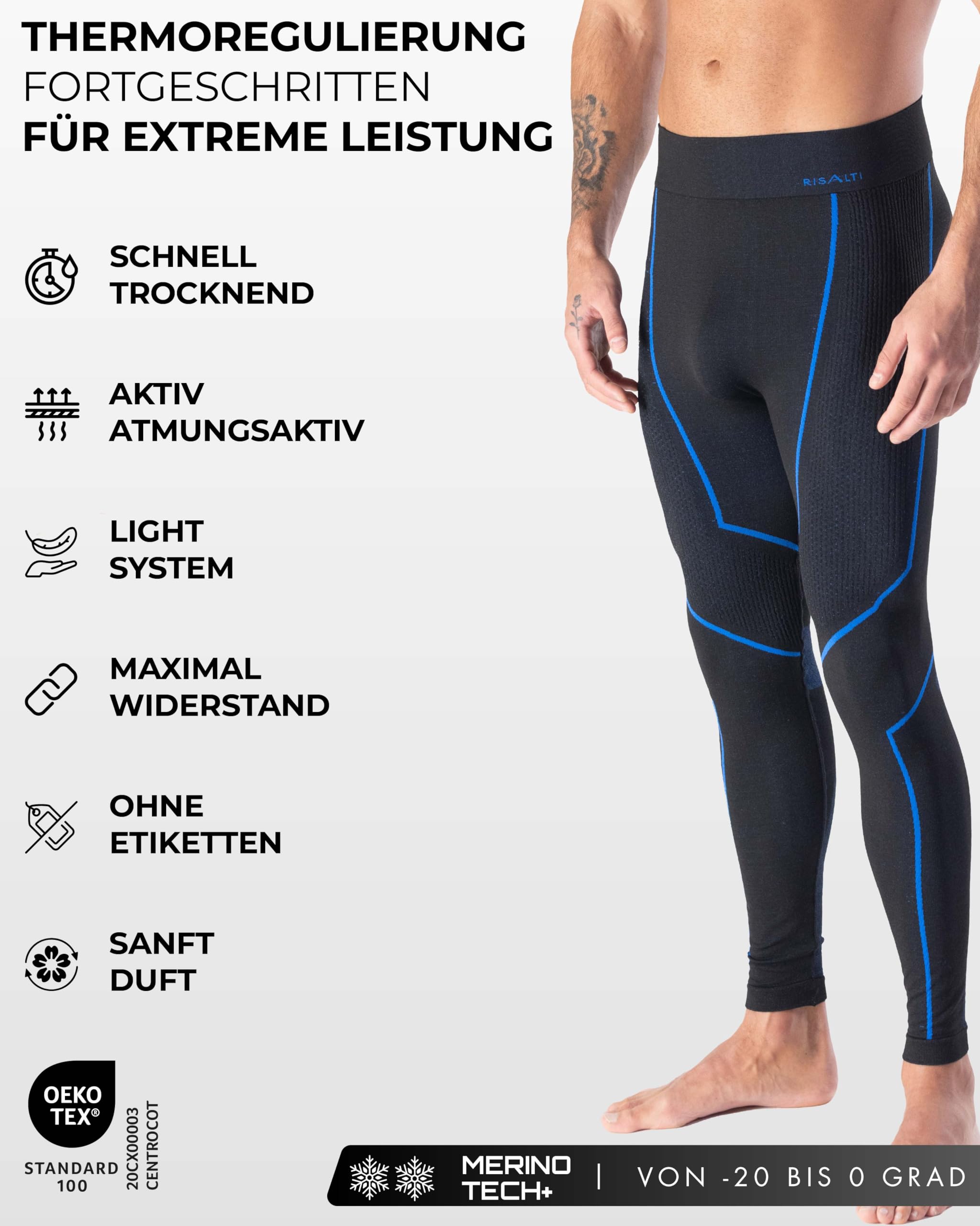Risalti Thermostrumpfhose für Herren, Merino Tech – Thermohose für Herren, Kompressionshose aus Merinowolle, Herren-Strumpfhose, Thermo-Unterwäsche für Herren, Winter, nahtlos, hergestellt in Italien