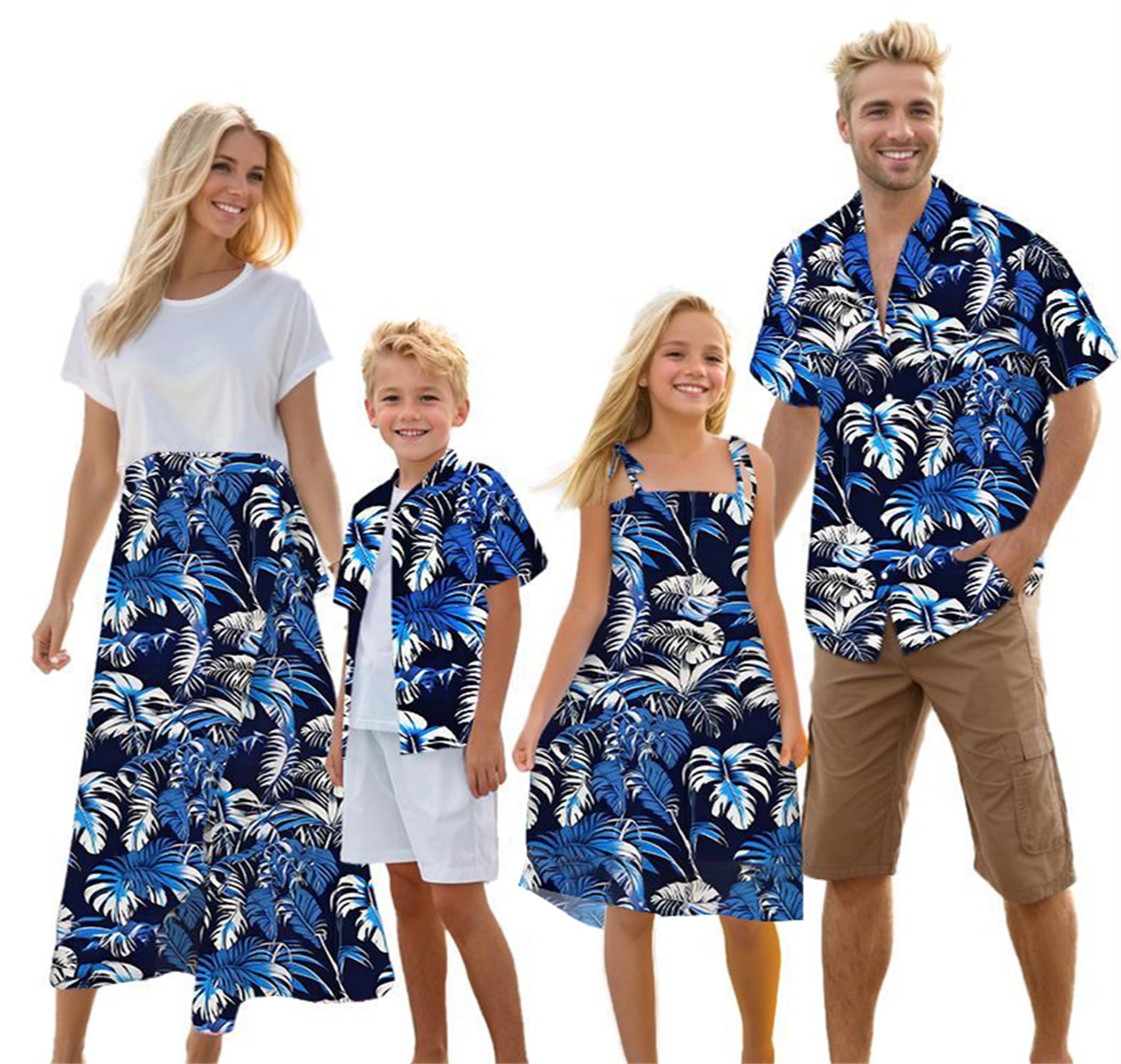 Cromoncent Matching Hawaiian Outfits for Family, Dad and Son Matching Luau Beach Tropical Shirts Mommy Daughter Tropical Sets