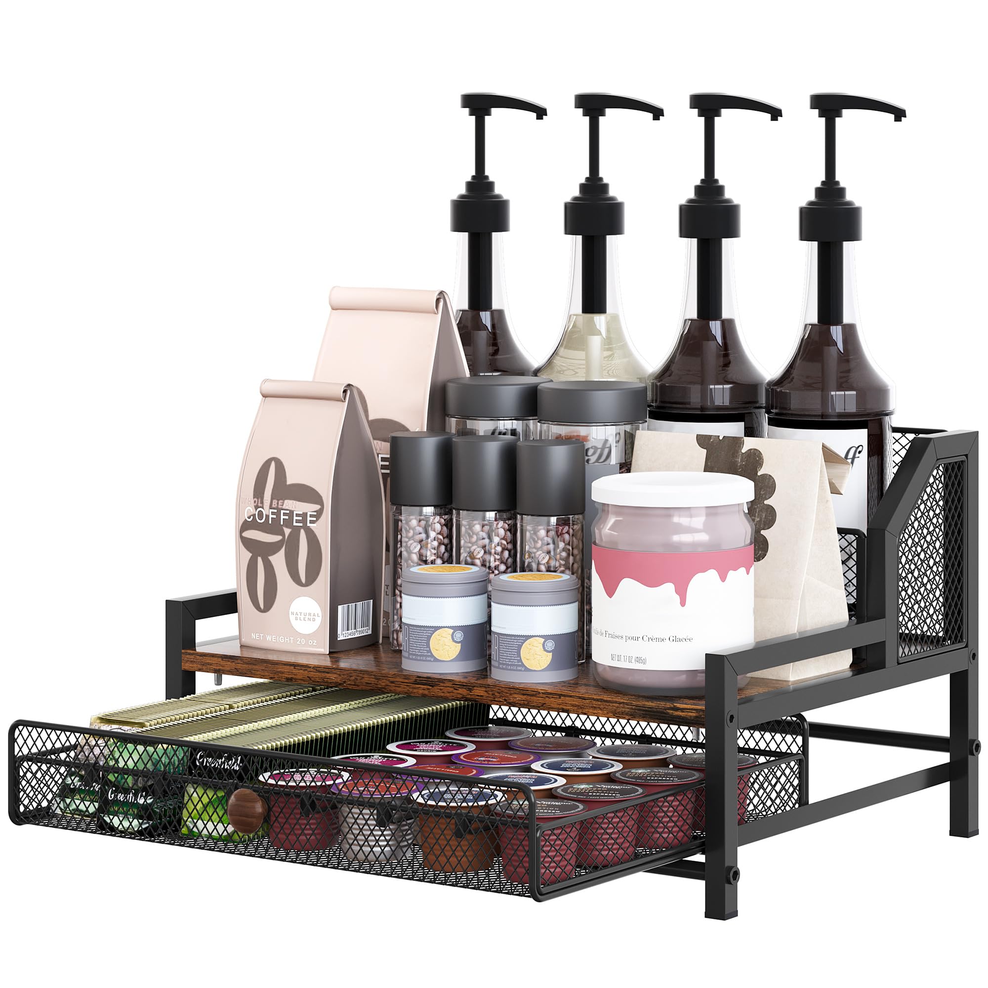 Organiseur capsules de café TQVAI K gain de place pour sucre et crème