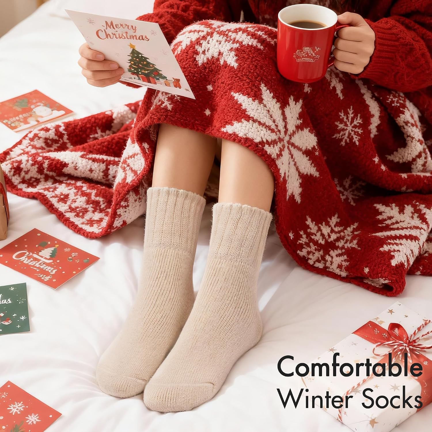 HONGTEYA Women’s Thick Warm Winter Wool Boot Socks – Cozy Soft Full Cushioned for Cold Weather – Stocking Stuffer Gift