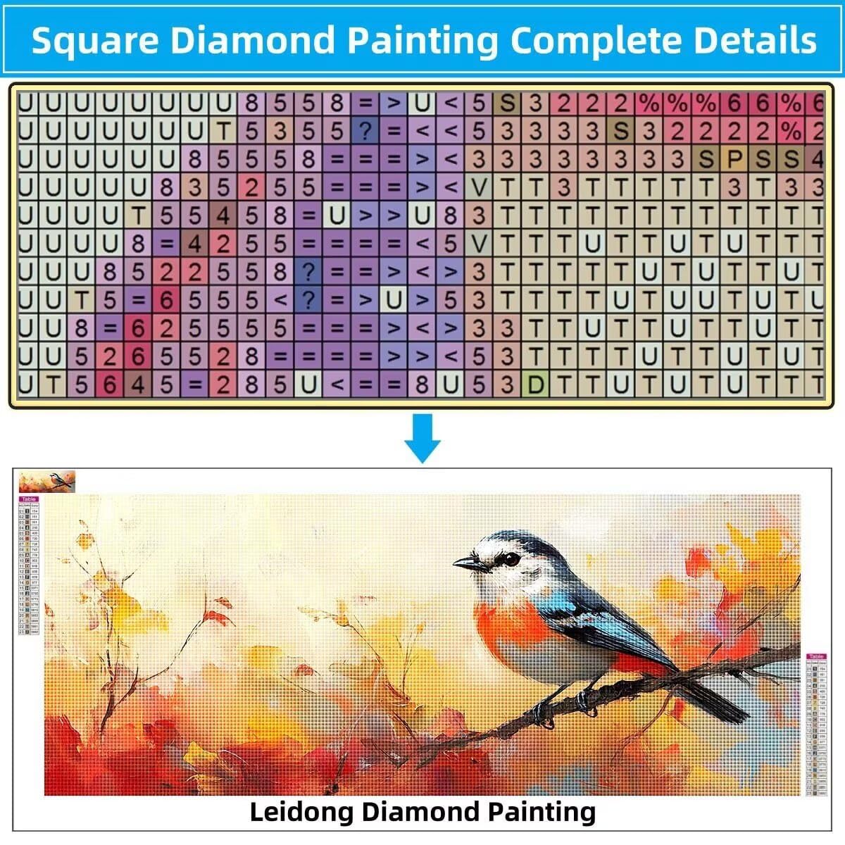 Niebieski ptak, krajobraz DIY zestawy do malowania diamentami, 5D duży dorosły (60 x 120 cm), DIY diament haft krzyżykowy malowanie według numerów, malowanie diamentami do dekoracji domu 58Y-11903