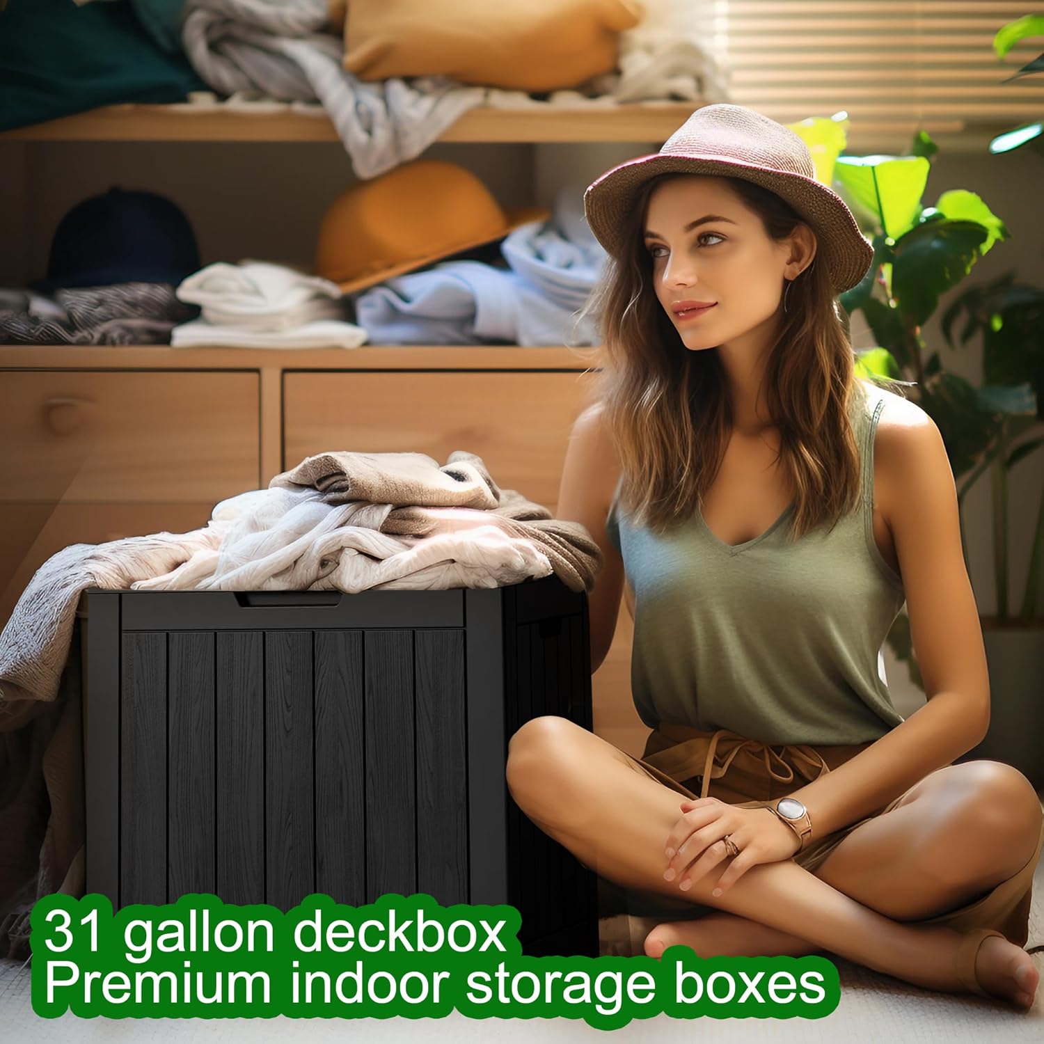 Black 30-Gallon Lockable Resin Outdoor Deck Box