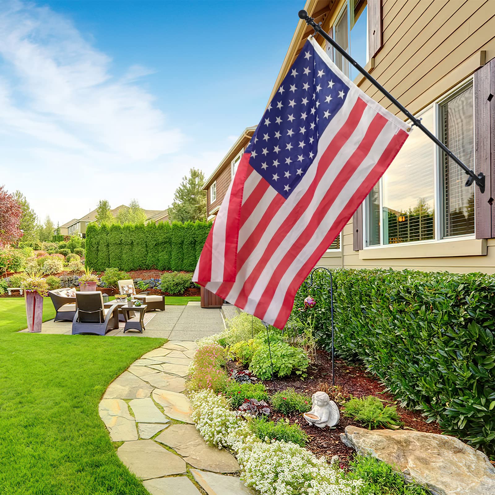 Flag Pole for House 5 FT FlagPole Kit for American Flag Outdoor