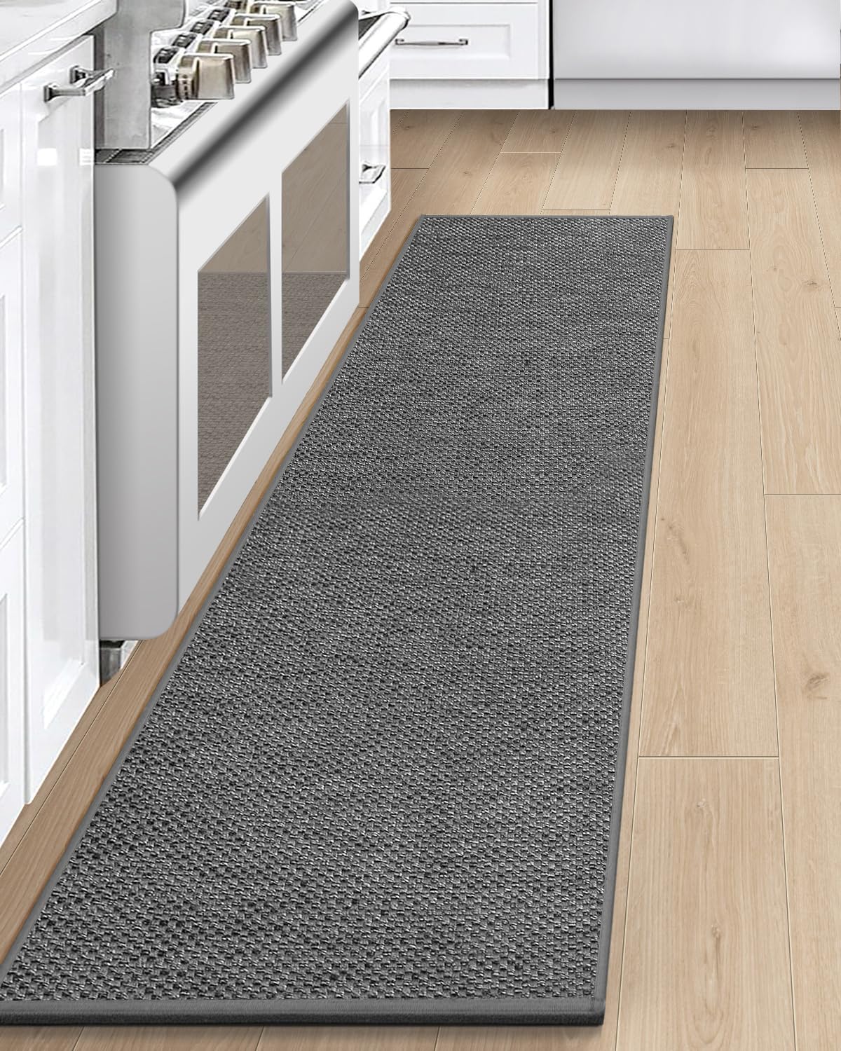 LEKEEPGO Alfombra Cocina Lavable Antideslizante 43x200cm, Alfombras Cocina Lavable, Alfombra Pasillo Larga, Tapete Cocina, Absorbente Alfombra para Cocina, Comedor, Pasillo, Lavadero, Gris