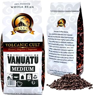VANUAT Volcanic Organic Supreme Finest Artisan Coffee Whole Bean (Vanuatu Pacific Islands, 16oz (1lb) 453g | MEDIUM ROAST)