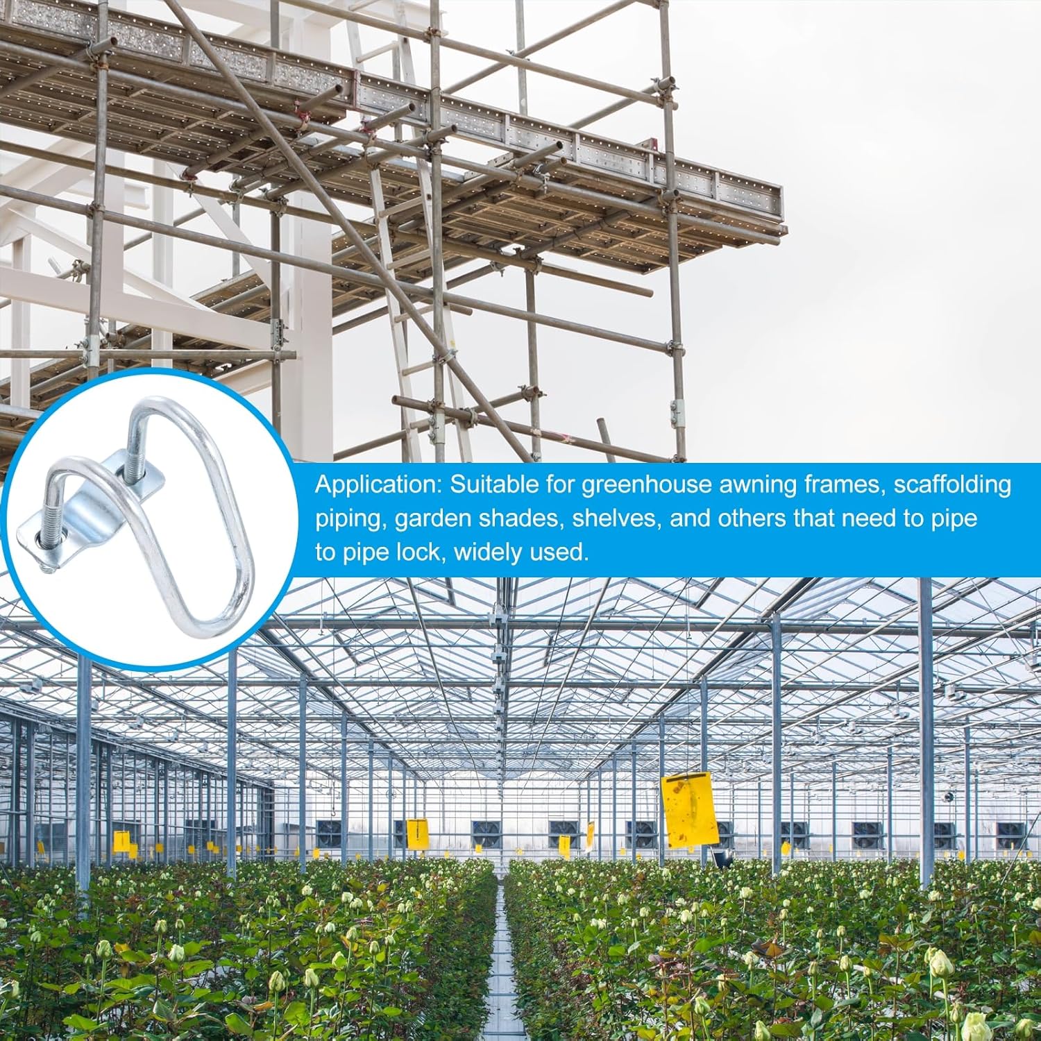 uxcell Cross-Connector Vertical Pipe Clip, 8pcs Fit 1"(25mm) to 1-1/4"(32mm) Crossover Buckle Steel Cross Pipe Clamp for Greenhouse Awning Frames