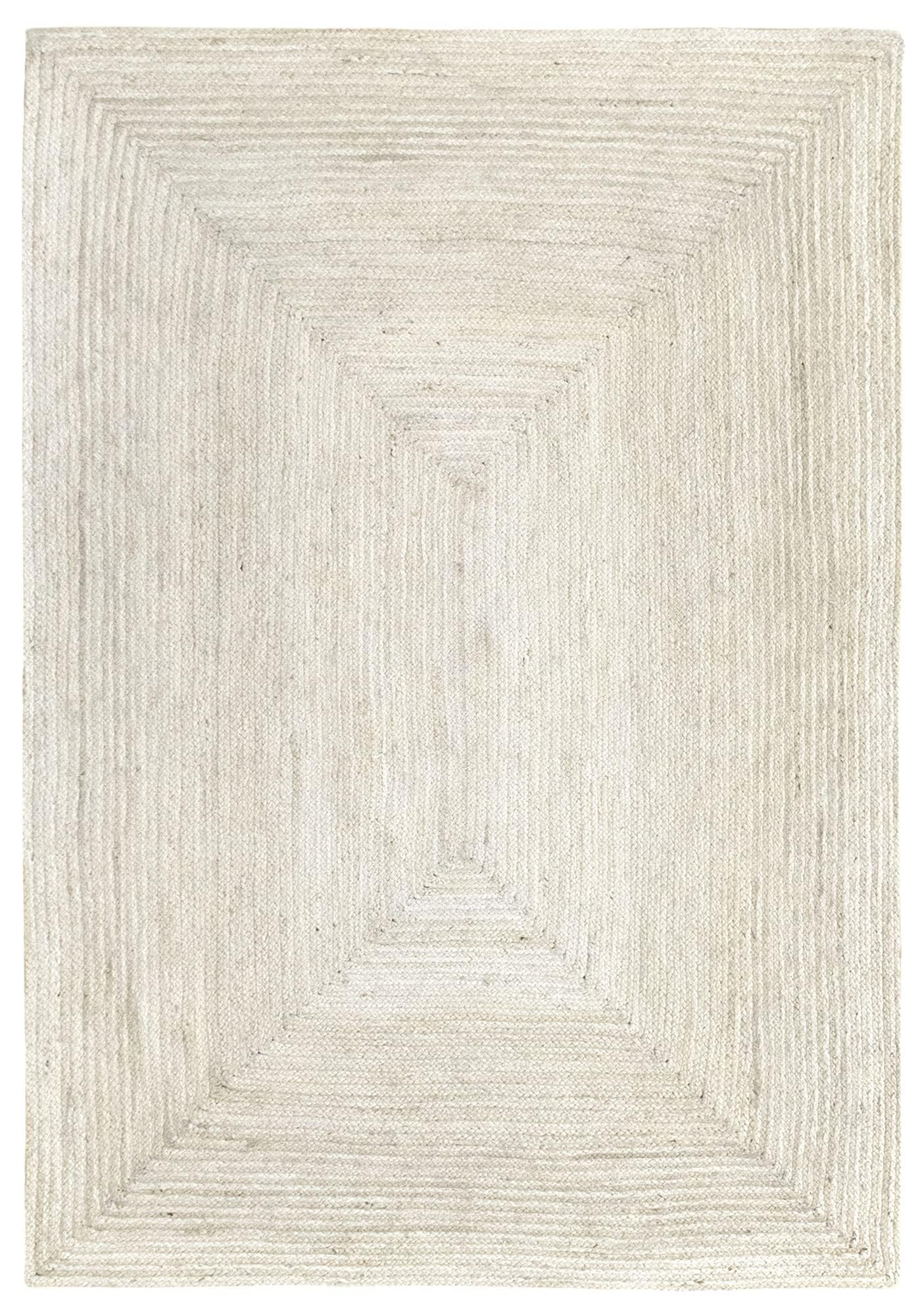 HAMID - Rug Jute Alhambra White Colour, Jute Rug, Area Rug 100% Jute Fibre Hand Wovem, Braided Rug for Home, Living Room, Floor Carpet..(230x160cm)