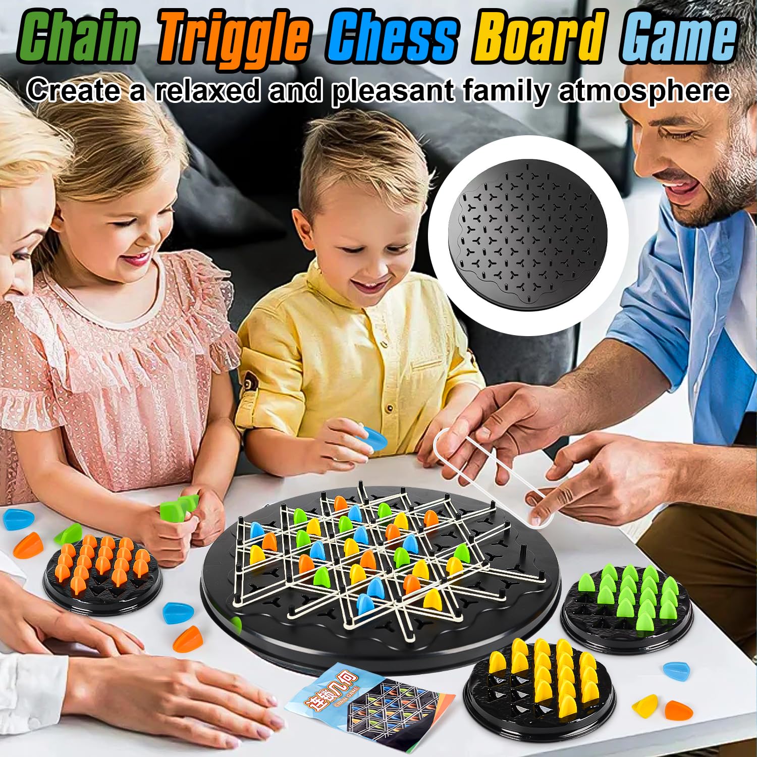Chain Triangle Game, 2 Player Triangle Games, Triggle Rubber Chess Board Games for 2 Players, Triggle Board Game with Rubber Band - Image 2