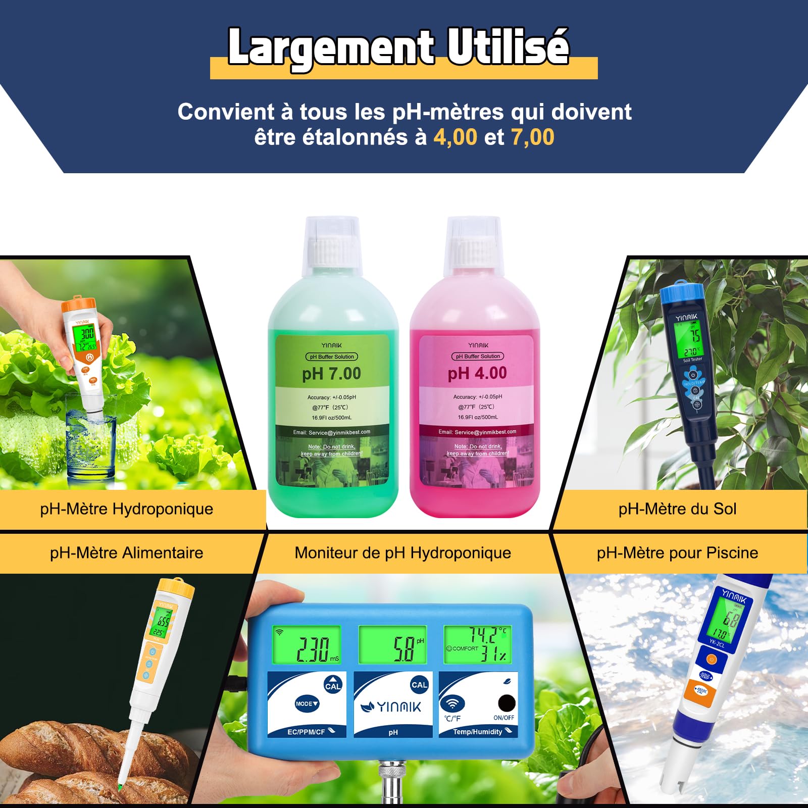 Solution d'étalonnage du pH, Solution Tampon d'étalonnage du pH 500ml*2