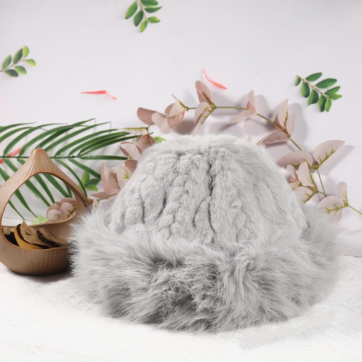 Womens Winter Faux Fur Bucket Hat Warm Faux Mink Plush Hat Fluffy and Soft Fisherman Fuzzy Bucket Hat for Outdoor Russian Hat - Image 9