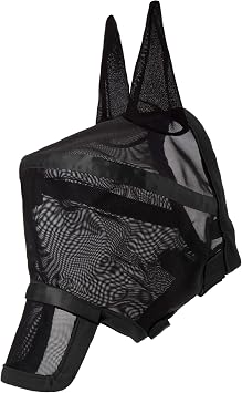 Harrison Howard Maskology Supreme Horse Fly Mask Stellar UV Protection with Detachable Nose Cover Well-Received 2-in-1 Mask Black L Full Size