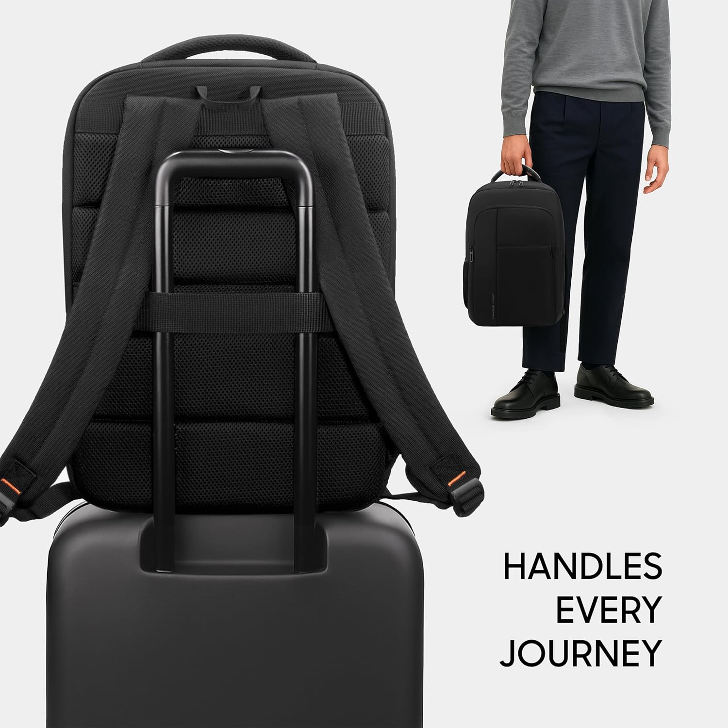 Sharper Image Laptop Backpack for Men and Women, 35L Water Resistant Computer Bag for Work Business Travel, Heavy Duty College School Backpacks, Fits 16” Laptops/Notebook, Black (Signature Collection)