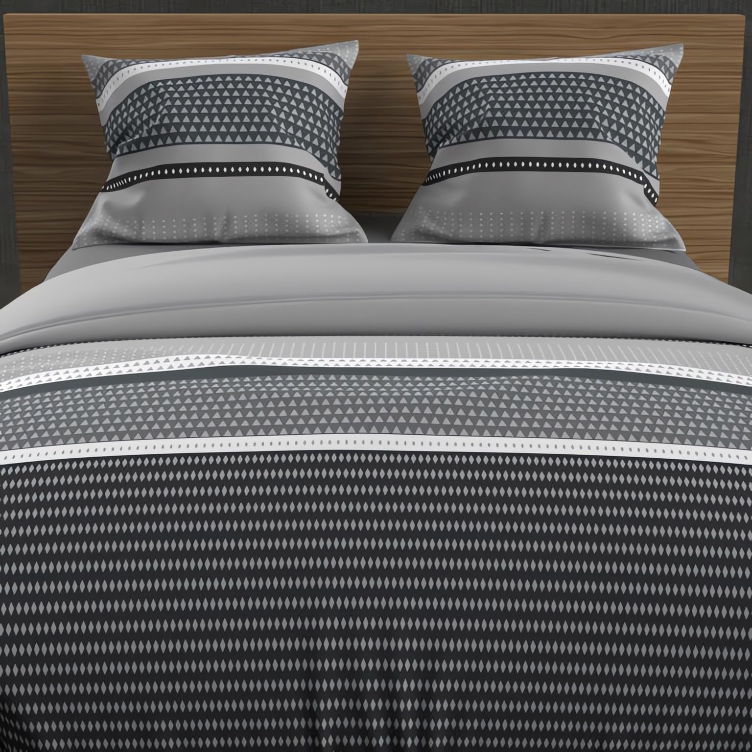 Soleil d'ocre, Parure Housse de Couette en Coton 57 Fils 240x220 cm THALES Gris
