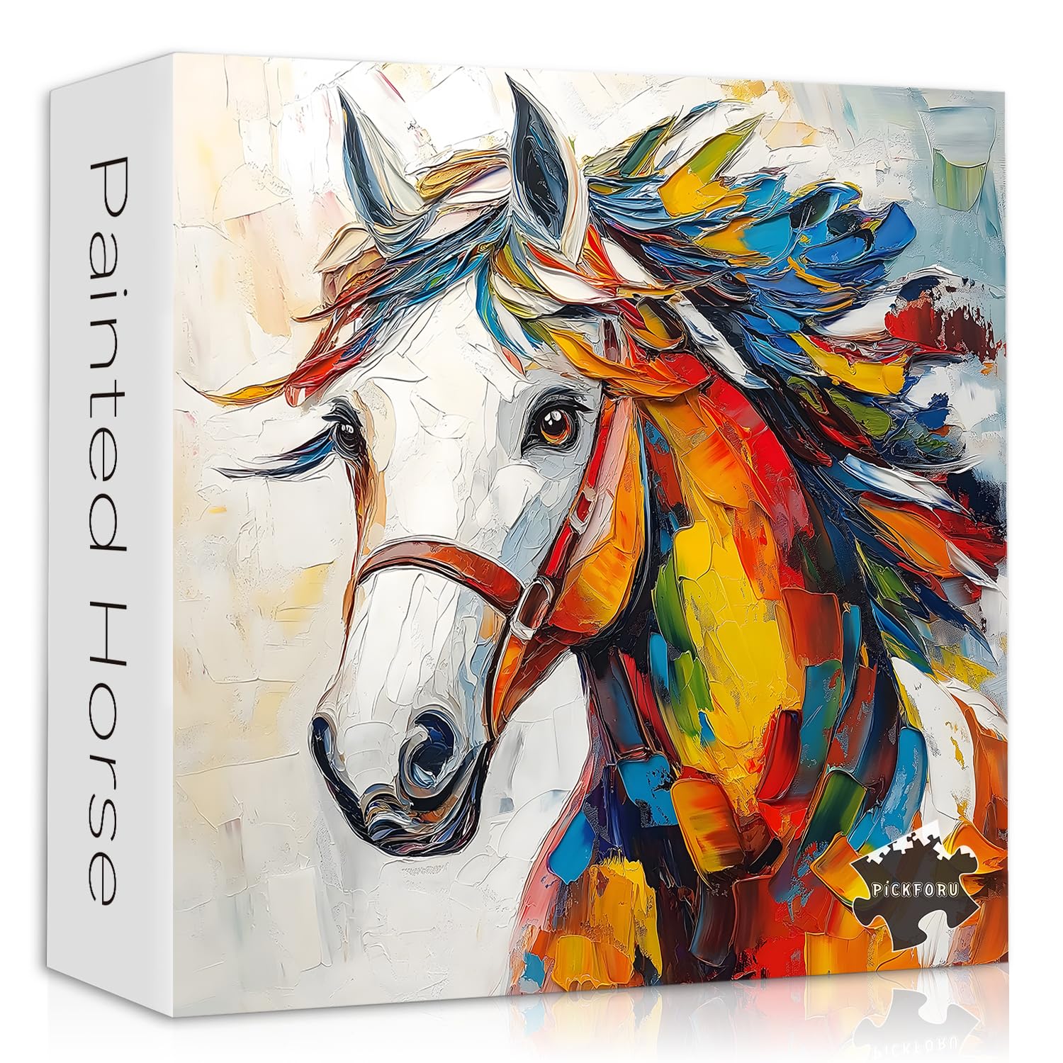 Horse Puzzles for Adults 1000 Piece, Animal Colorful Painting Themed, Rainbow Gradient Art Challenging Jigsaw Puzzle, Impossible Hard for Adults