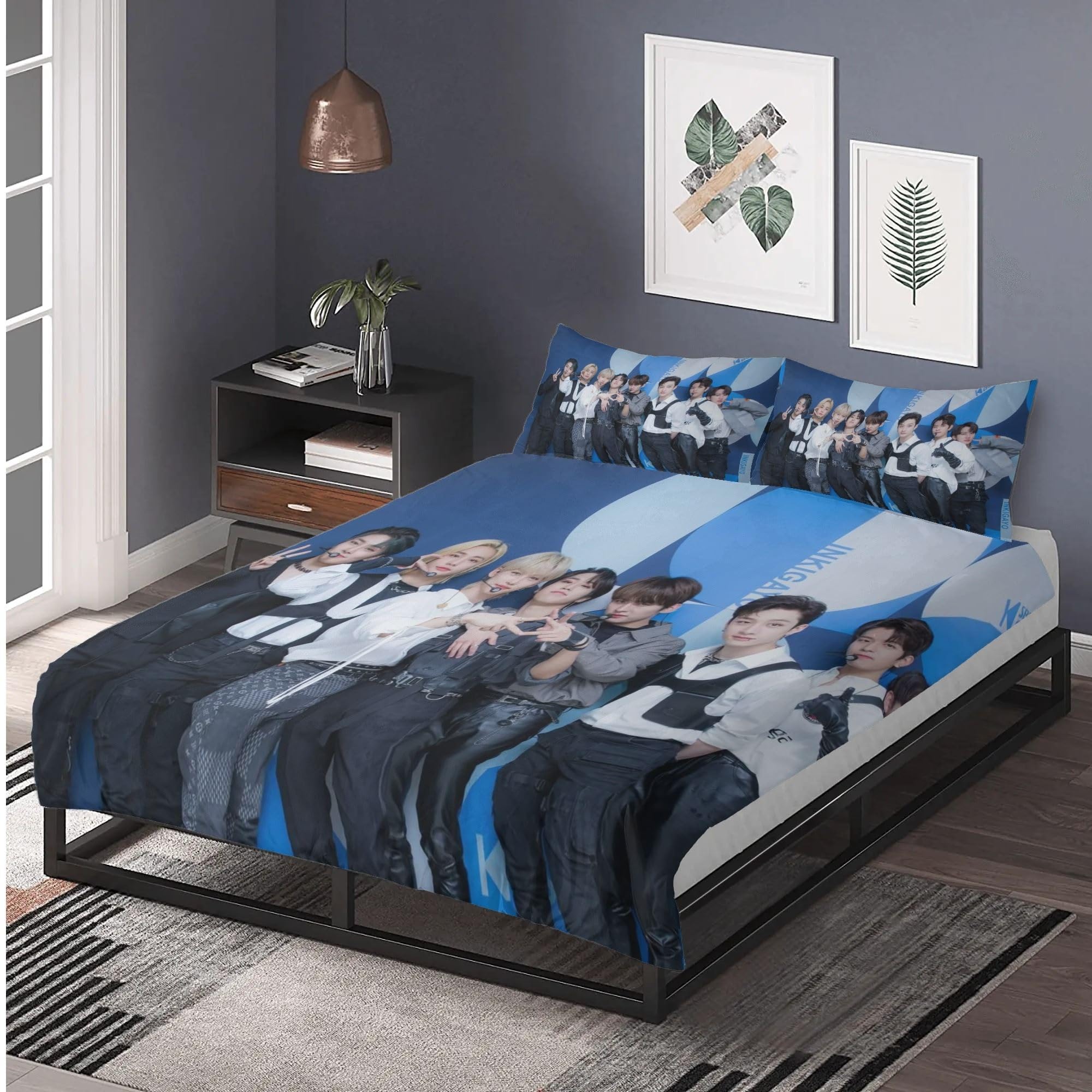 BOHHO Stray Kids Set Copripiumino Biancheria Da Letto Single(135x200cm) Set Letto 3D bambini randagi Copripiumino Stray Kids Copriletto Decoro Motivo