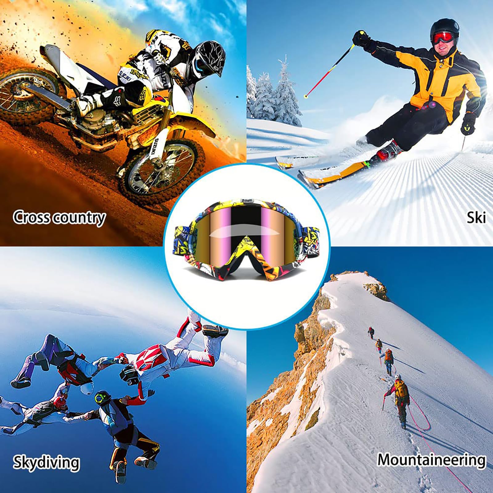 professionale adulto motocross, Dirt Bike ATV moto occhiali da sci, motore gafas protezione UV da sci e snowboard