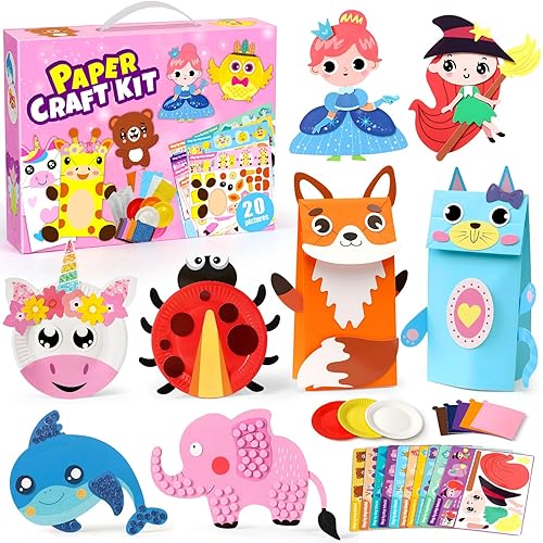 Toylink Arts and Crafts for Kids 3-10, 20 Paper Plate