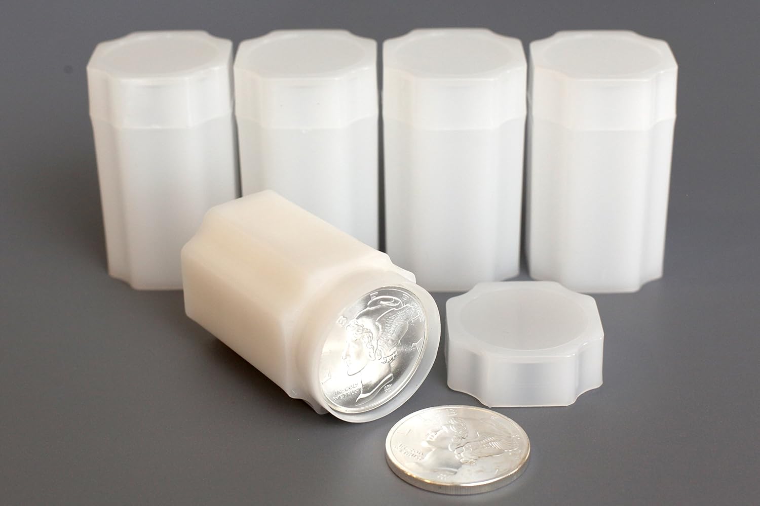 Airtight Silver Round Coin Tube 5 Pack Amazon.ca Office Products