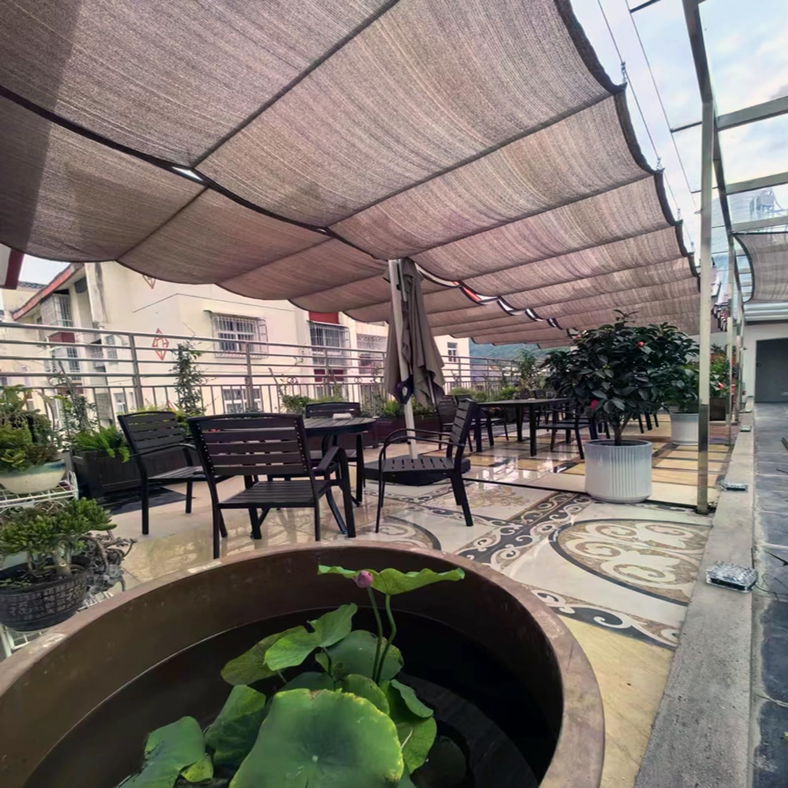 Voile d'ombrage de vague rétractable 0.8x3m pour pergola