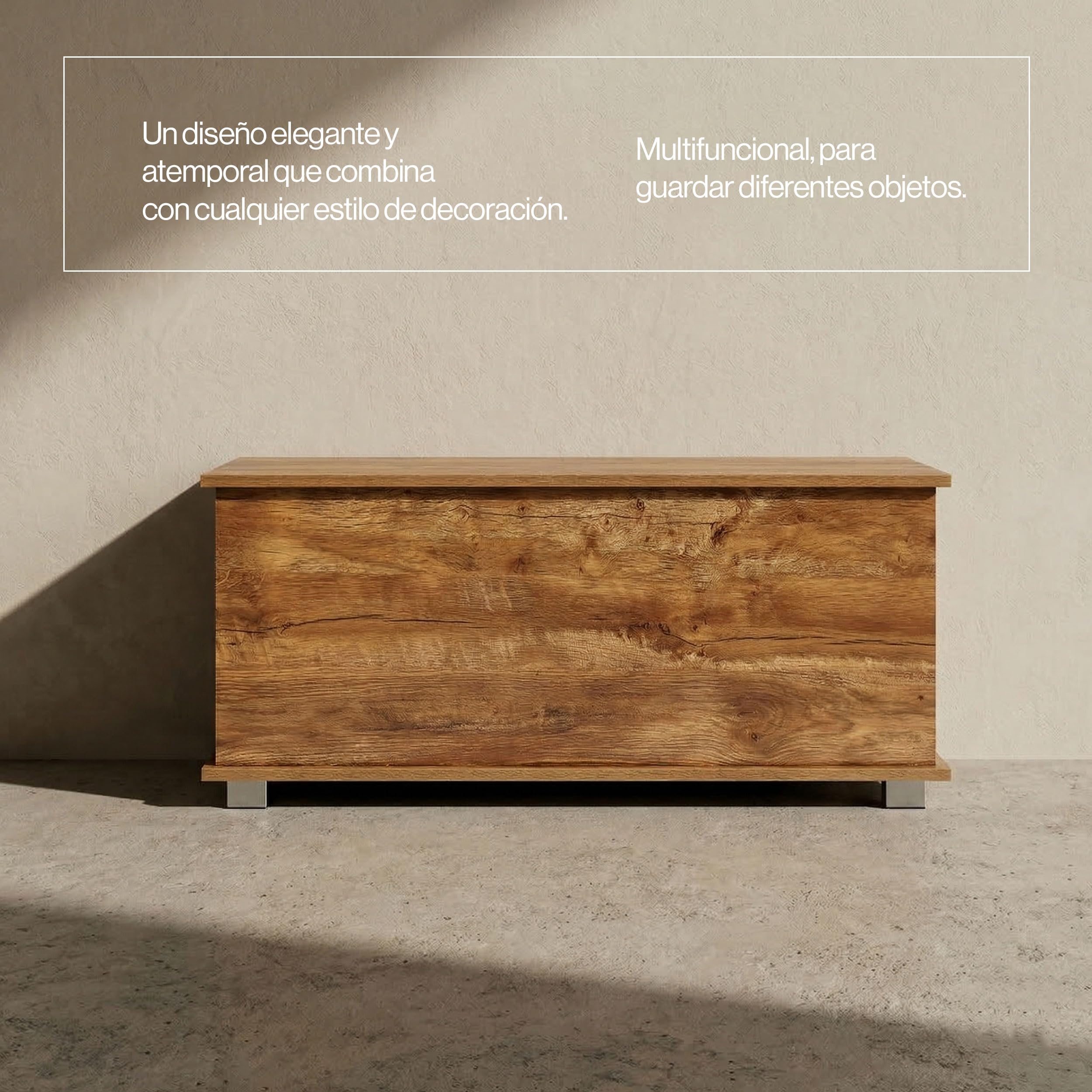 VDD - Caja de almacenaje para juguetes, caja de mantas, ancho 100 cm, marrón vintage