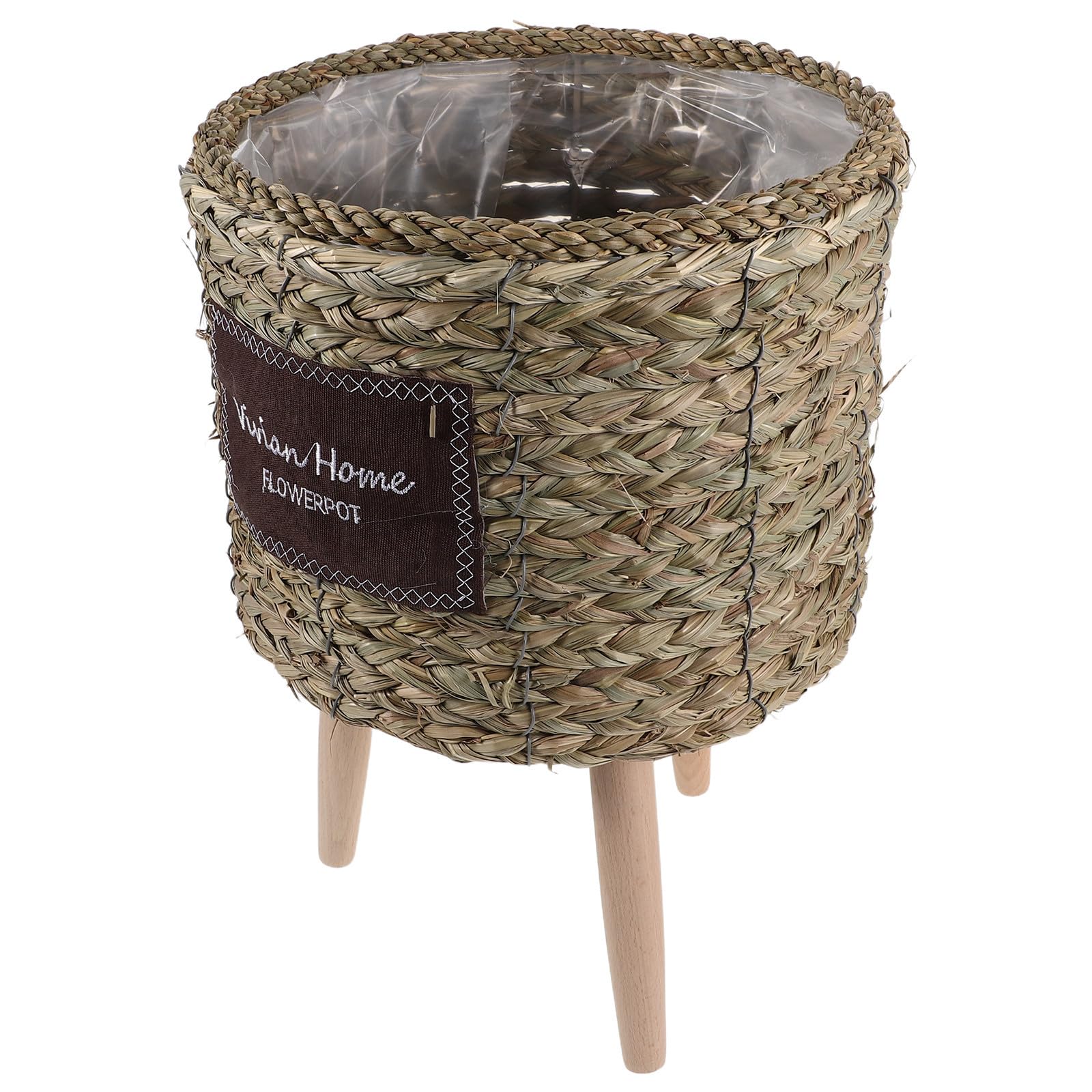 Woven Tripod Floor Plant Stand Diameter Natural Handwoven Flowerpot Basket for Indoor Outdoor Use Houseplant Display Holder