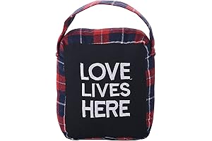 Elements Plaid Love Lives Here Weighted Door Stop