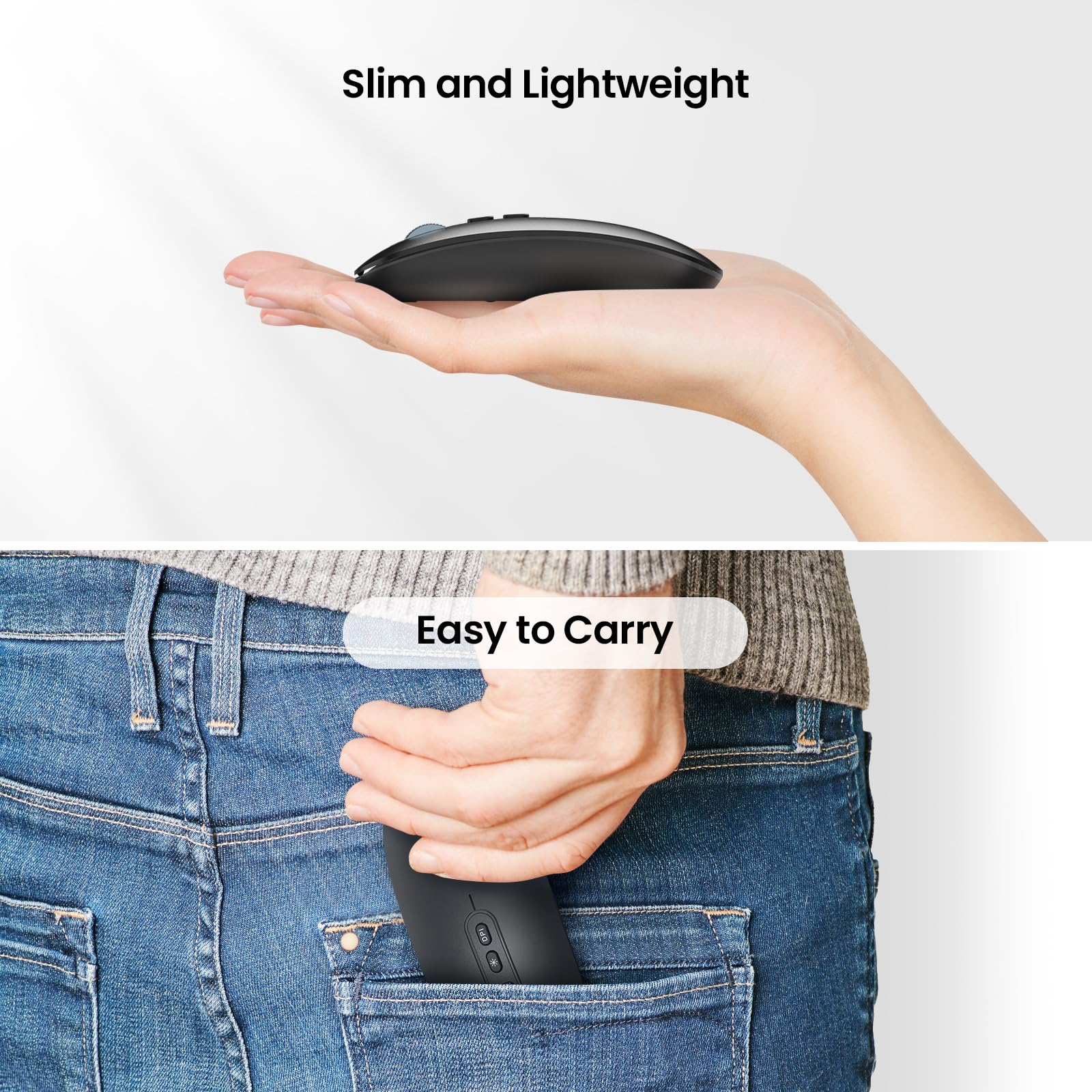 RaceGT Bluetooth Mouse - Slim Rechargeable Wireless Mouse for MacBook Air/Pro, iPad, Laptop, PC, Notebook, Chromebook