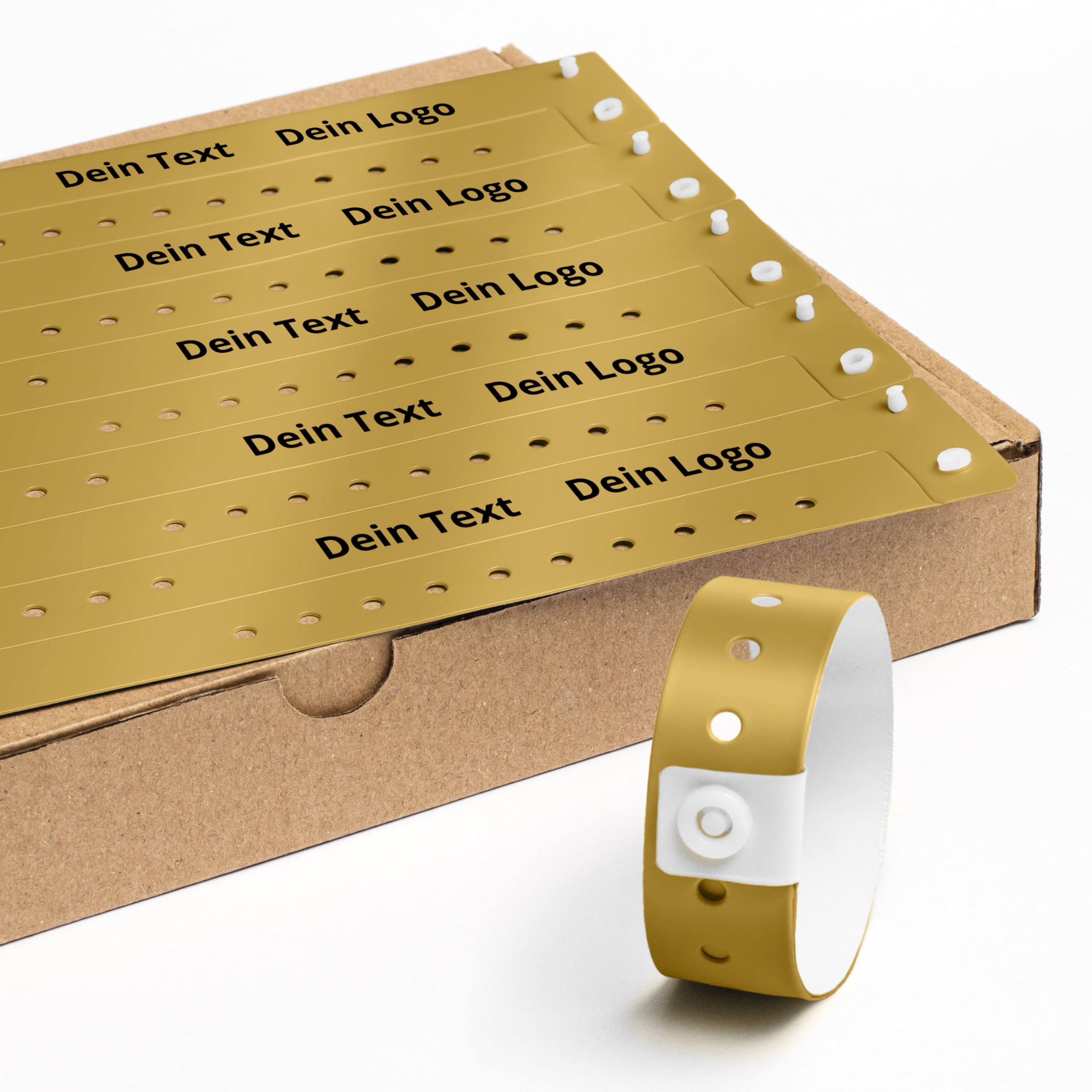 Bracelets du Vinyle Evenementiel avec Une Impression Personnalisée 19 x 255 mm - 100 Pieces Bracelet Identification de Festival - Autocollant et Imperméable | Bandes d'entrée pour événements et fêtes avec texte/logo personnalisés - Bracelets étanches pour