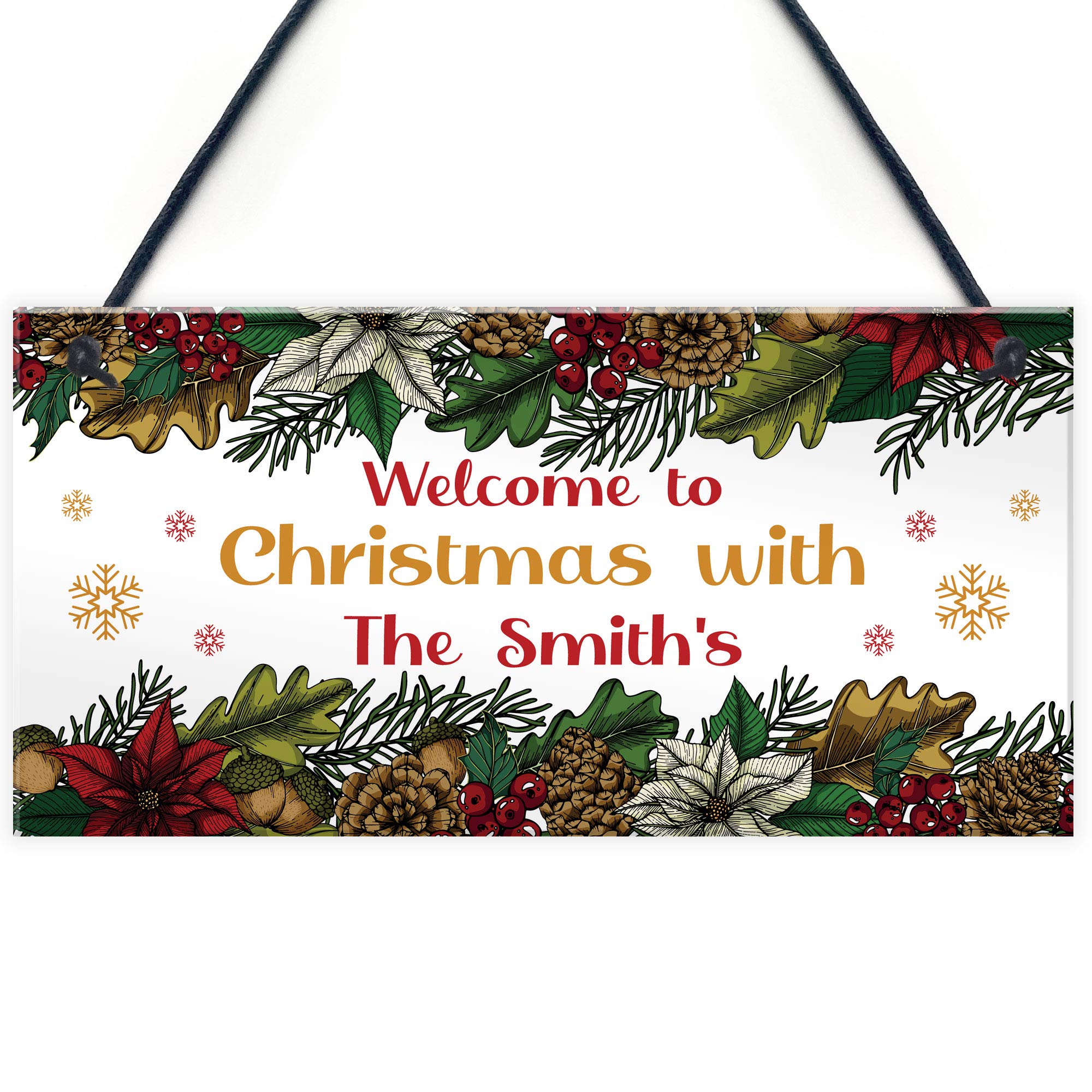 Welcome To Christmas With Sign PERSONALISED Christmas Decoration Keepsake