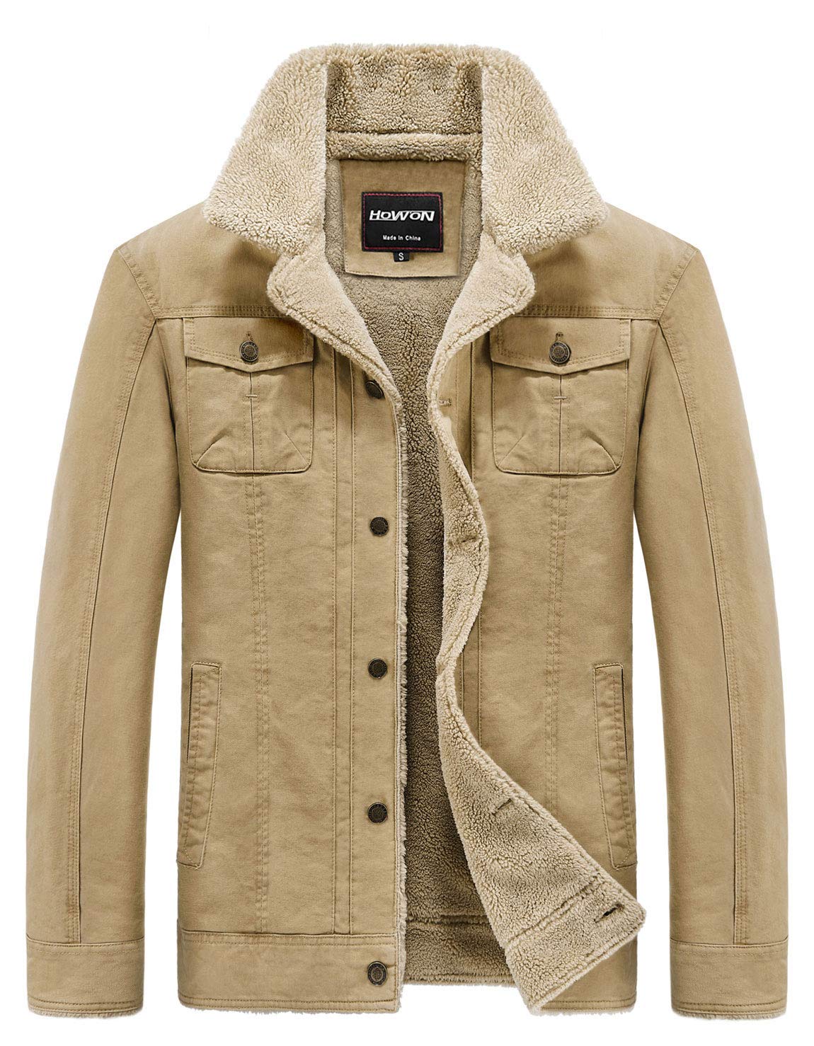 Sponsored Ad - Men's Plus Cotton Warm Fur Collar Casual Button Military Cargo Jacket Outwear Parka Winter Quilted Coat