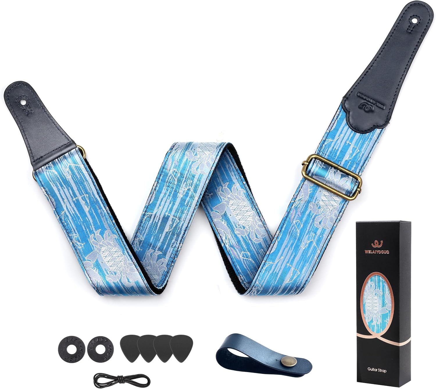Guitar Strap, embroidery Jacquard Adjustable Guitar Straps for Acoustic/Bass/Electric Guitar, Includes Guitar Pick, Strap Button and Strap Lock, Constellation Gift (Cancer)