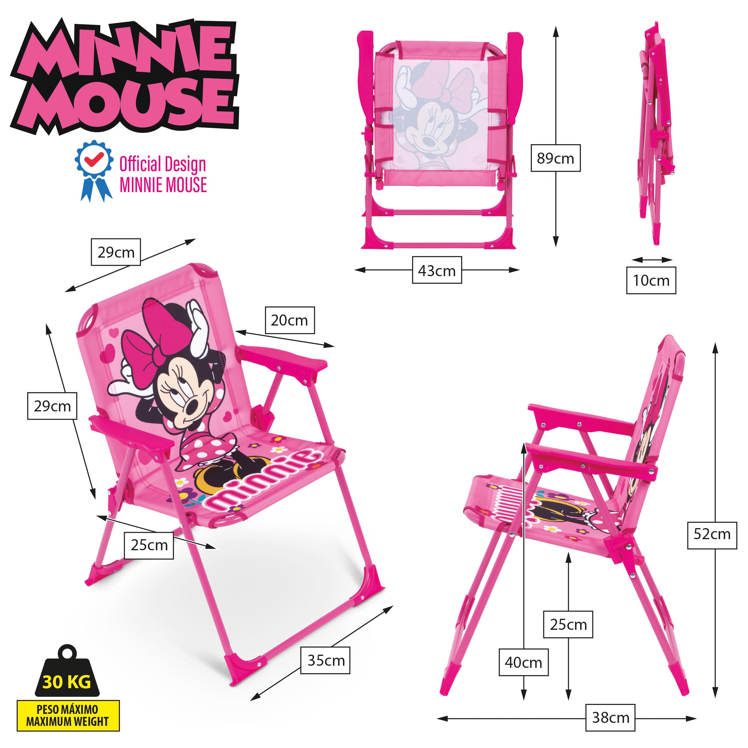 ARDITEX Disney Mickey Mouse Klappstuhl mit Armlehnen – 38 x 32 x 53 cm – geeignet für Garten, Camping, Strand oder Berge – ideal für Kinder.
