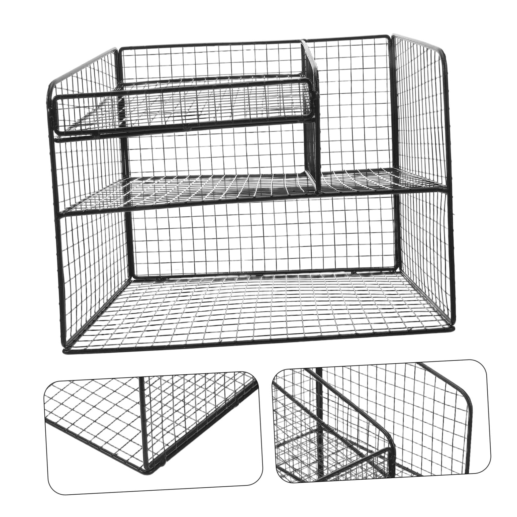 Artibetter Rack de stockage téléphonique plateau de document phone stand for desk bac à lettre rack de documents Organisateur de bureau organisateur de fichiers de bureau bac à fichier Black