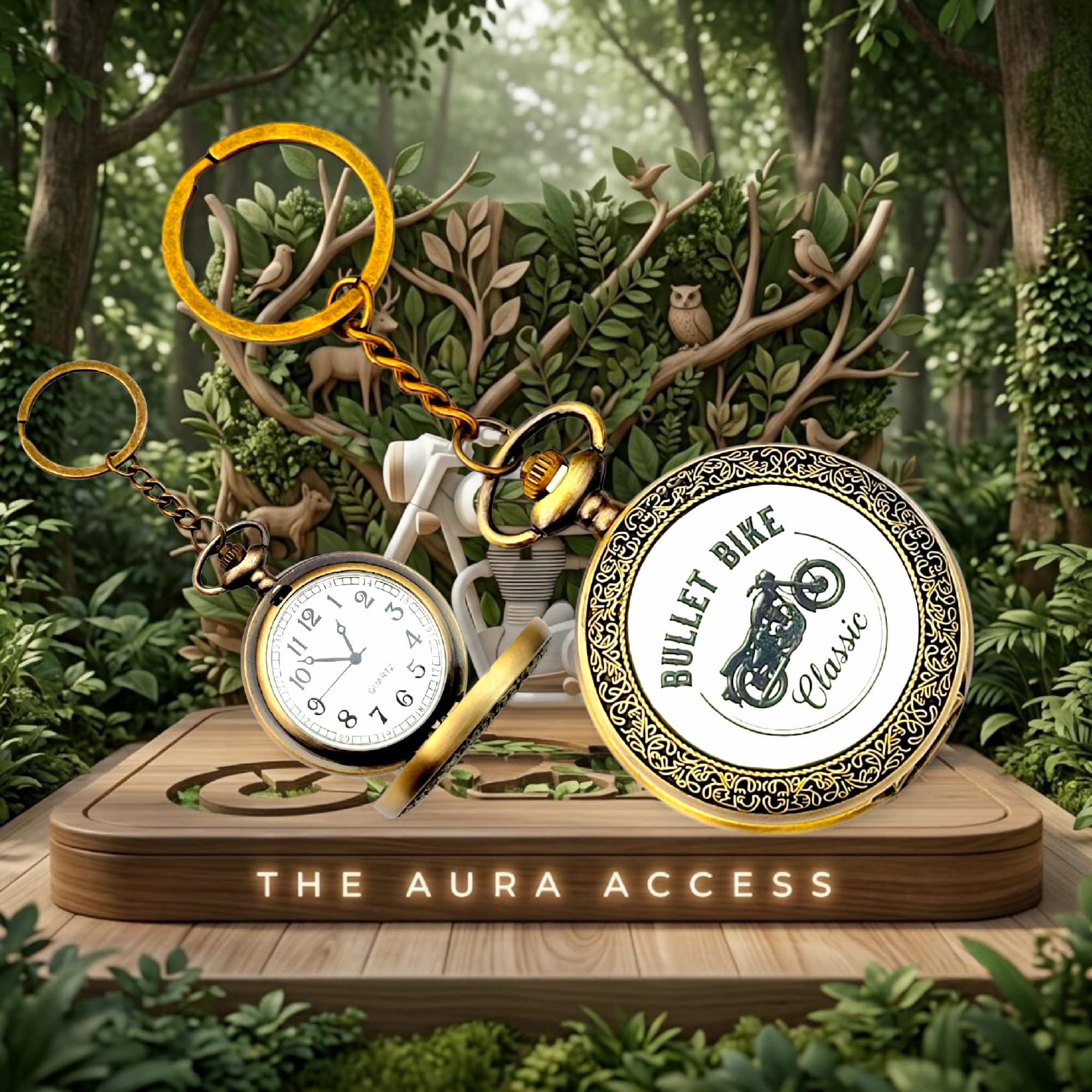 Premium Metallic Vintage Pocket Watch Keychain And Keyring Compatible With Royal Enfield-image-8
