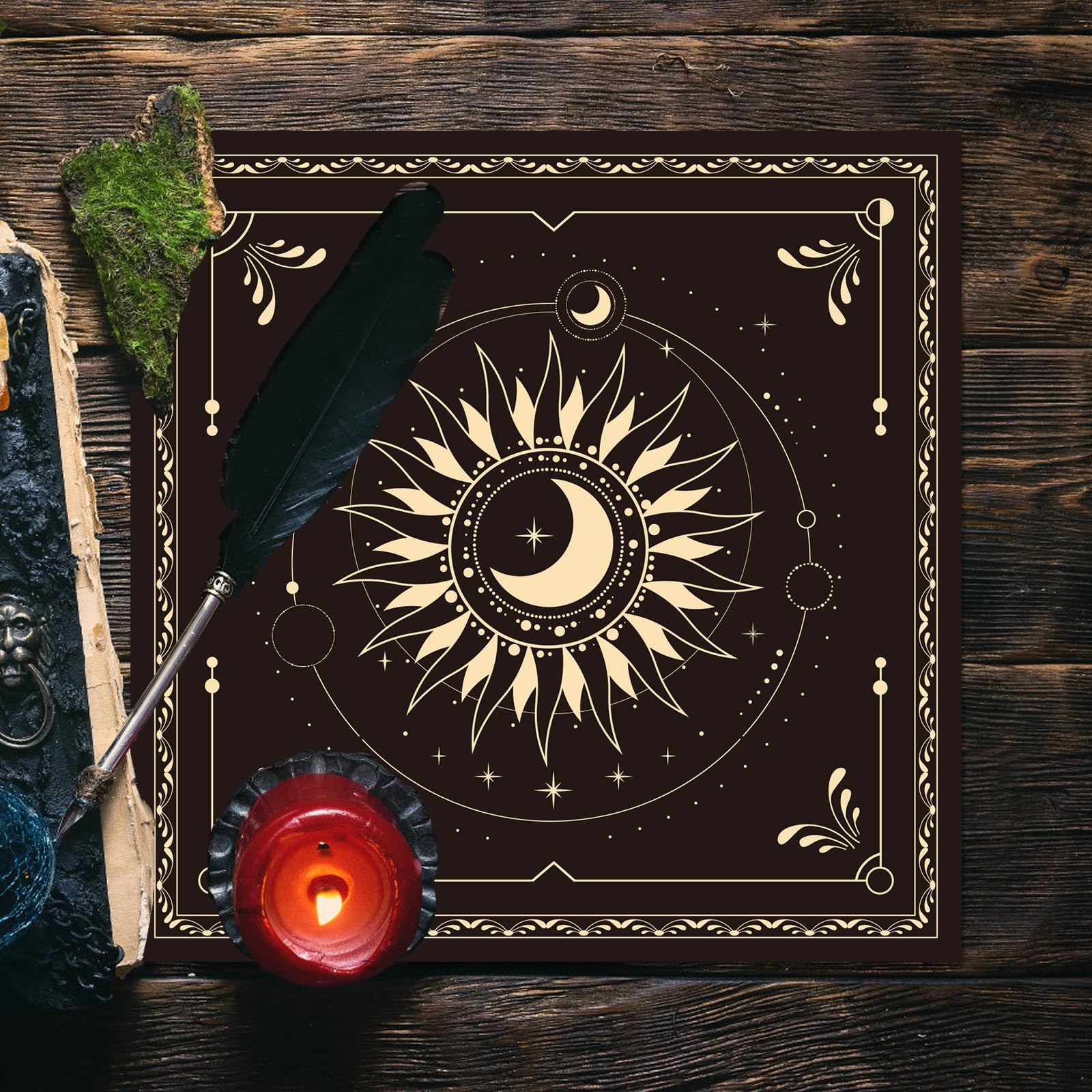 Tovaglia di Tarocchi | Carte Divinazione Tarocchi Tovaglia, Runner da Tavolo Lunare | Carte Di Tarocchi Tovaglia Mistica | Stile Boho, Tessuto Tappeto Di Tarocchi Divinatorio Decorazioni e Forniture
