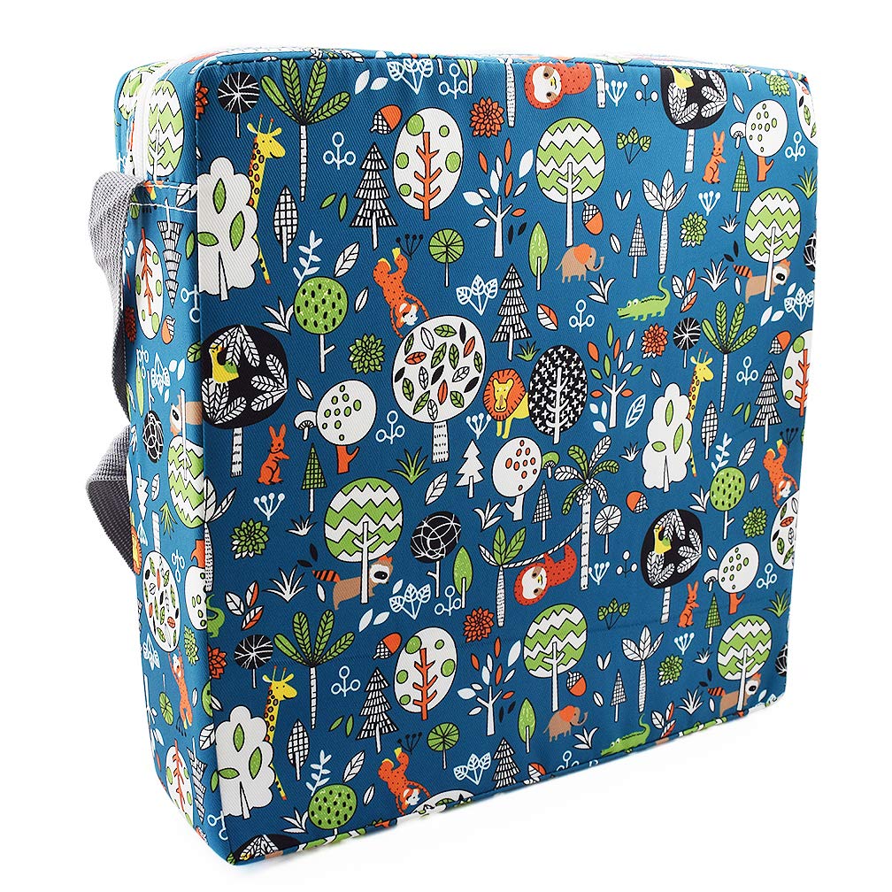 Baby Booster Seat Cushion Square, Fansu Cartoon Printed Toddler Kid Dismountable Increase Dining Chairs Pad Washable Thick High Chair Booster Cushion Mat With Belts (Unicorn, 15.6x15.7x3.2inch