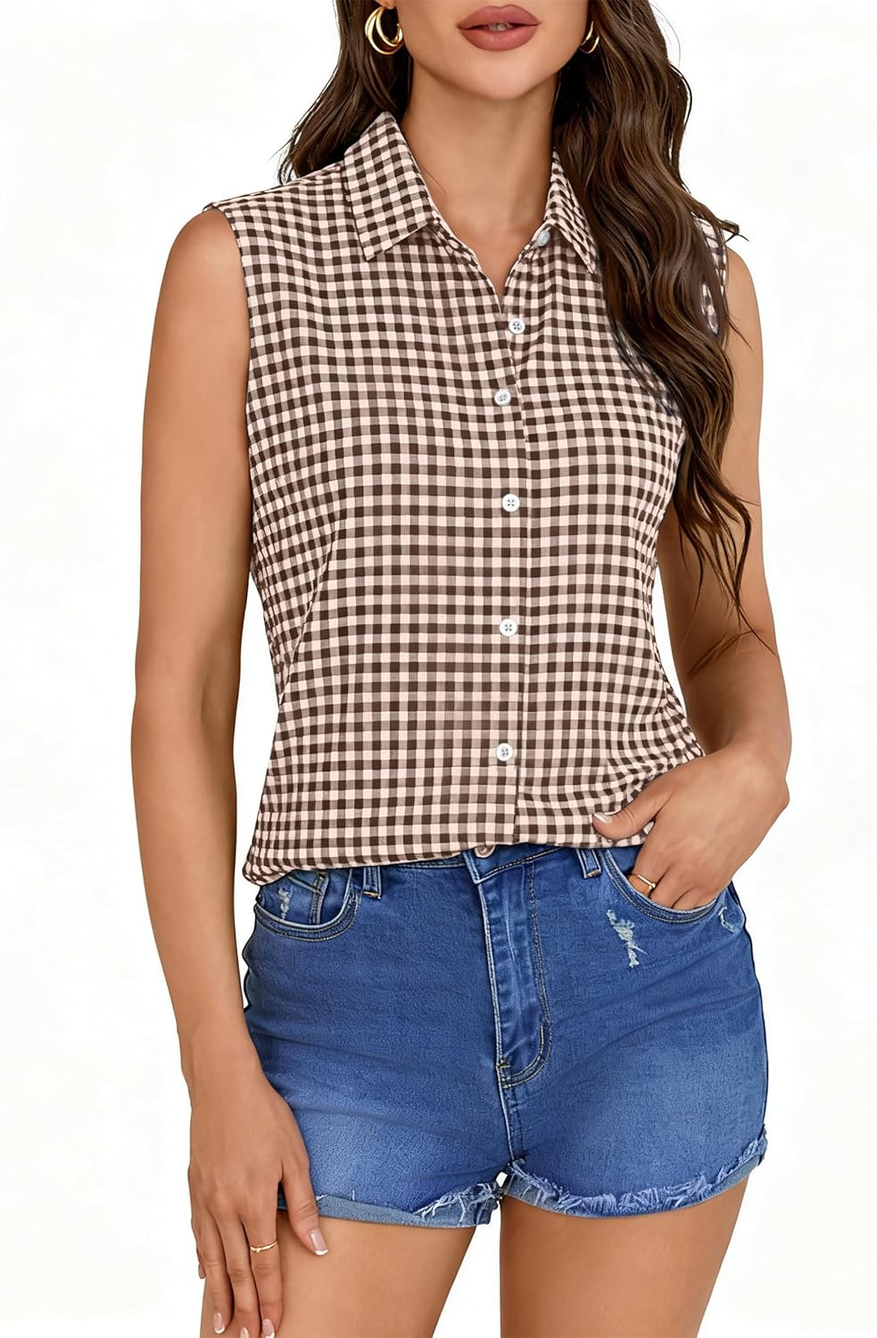 COUXILY Wrinkle-Free & Non-Iron Women's Sleeveless Button Down Shirts Blouses with Mulberry Silk Tank Casual Work Tops - Image 3